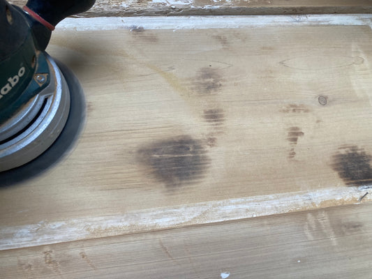 Restoring Pine Doors at Somerset Reclamation: Sanding Out Burn Marks