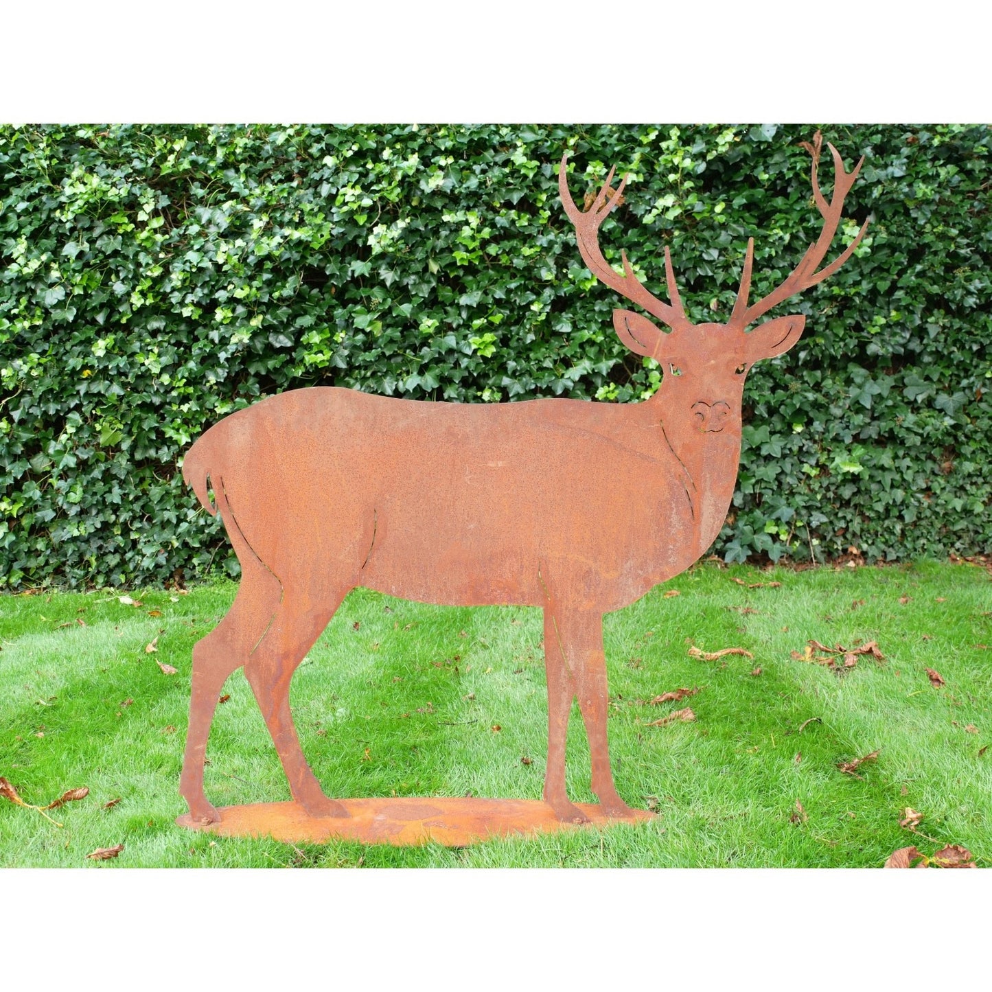 Large Rusty Deer Stag Silhouette Freestanding Garden Animal Metal 4'3"H 4'5" W