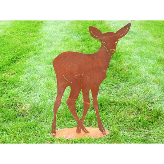 Rusty Deer Stag Silhouette Freestanding Garden Animal Figure Metal 2'H 1'3" W