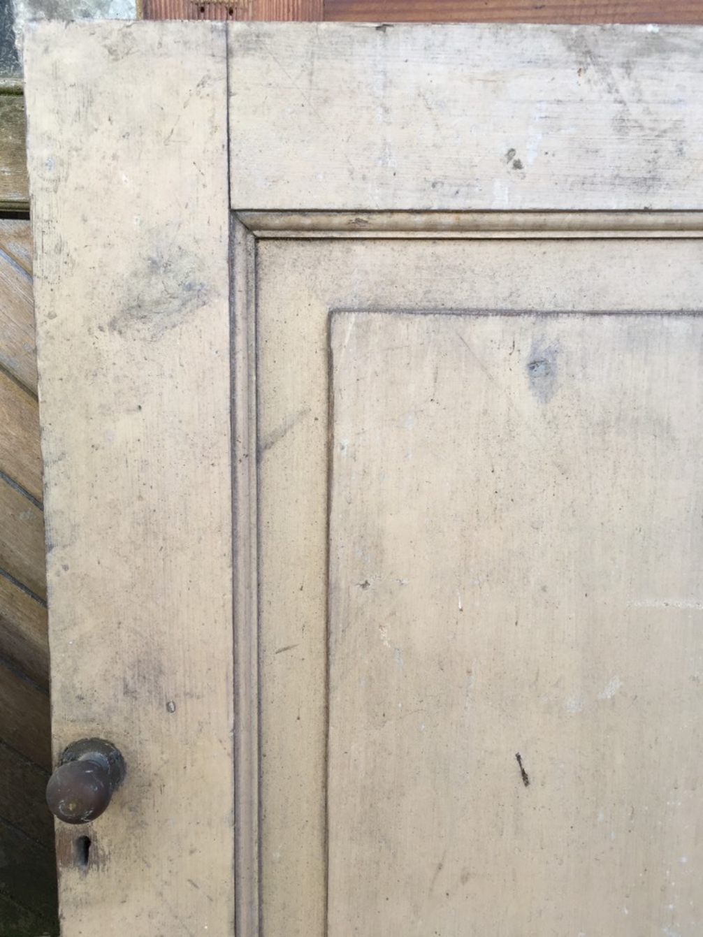 34 1/8”x 46” Reclaimed Victorian Painted Pine Single Panel Wide Internal Door