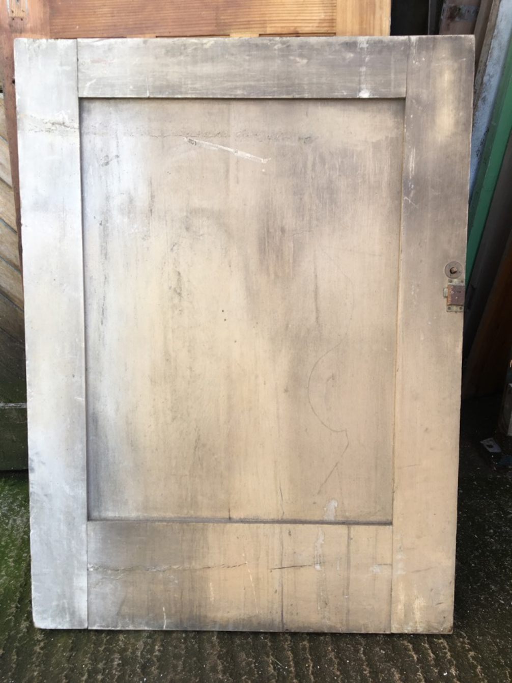 34 1/8”x 46” Reclaimed Victorian Painted Pine Single Panel Wide Internal Door
