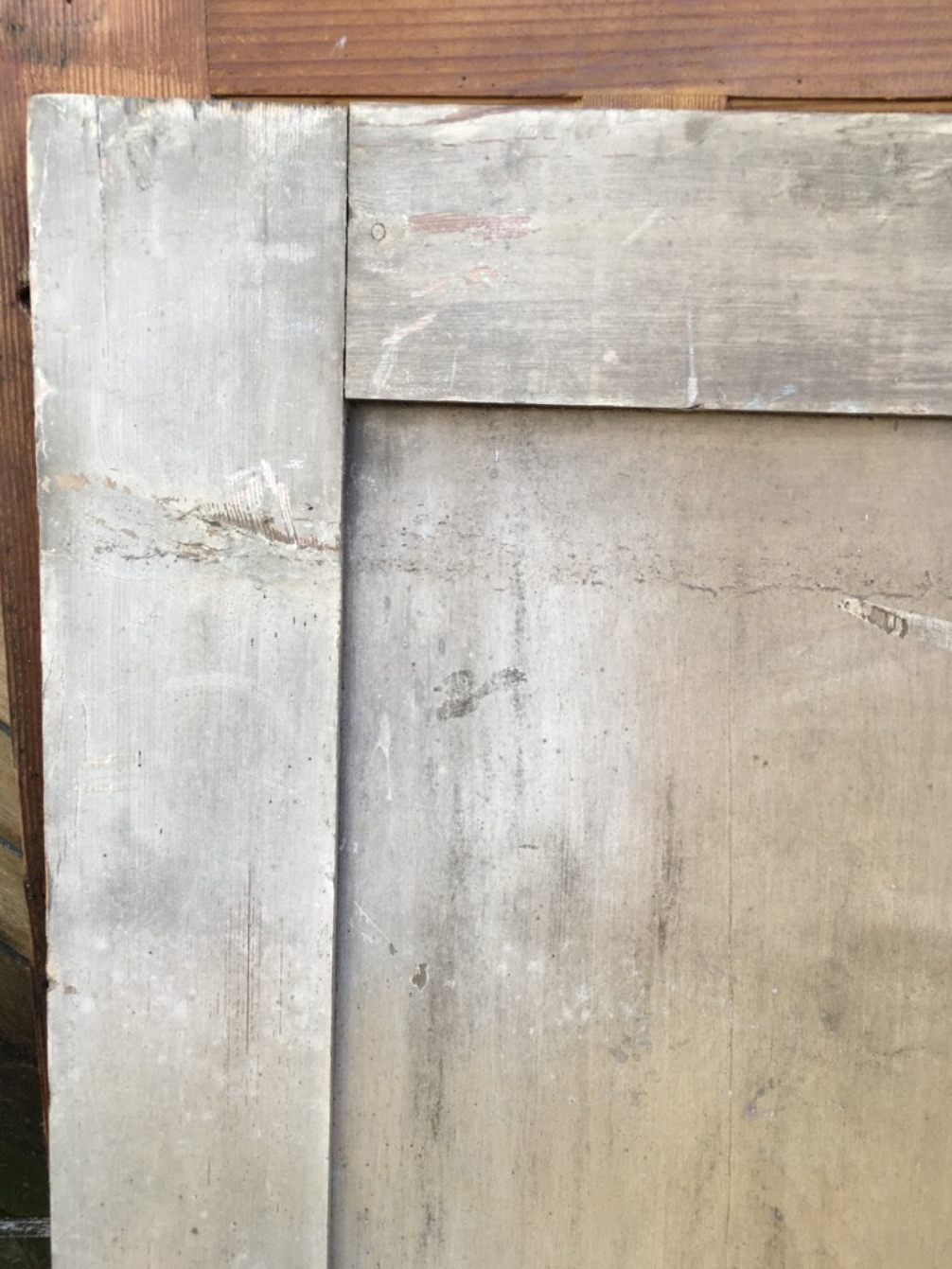 34 1/8”x 46” Reclaimed Victorian Painted Pine Single Panel Wide Internal Door