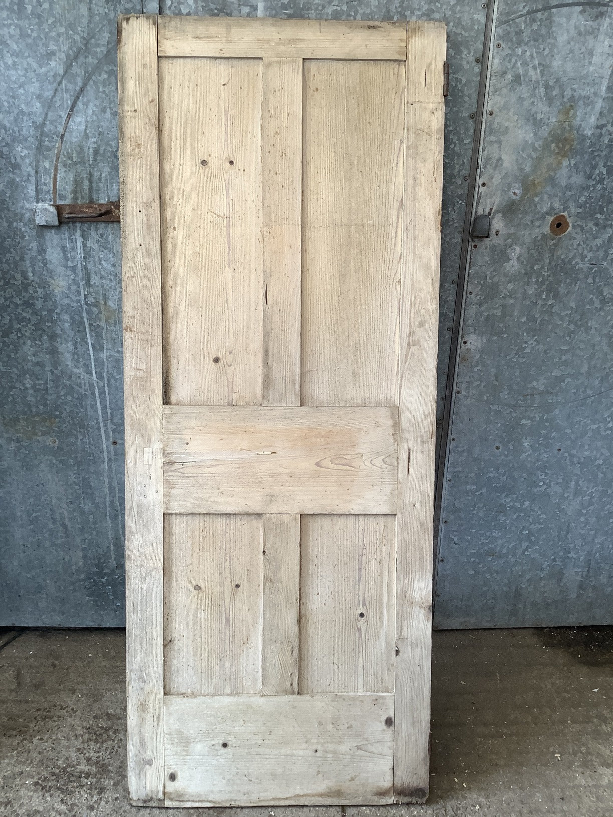 27 3/8"X 69" Victorian Internal Stripped Pine Four Panel Door 2 over 2 Reclaimed