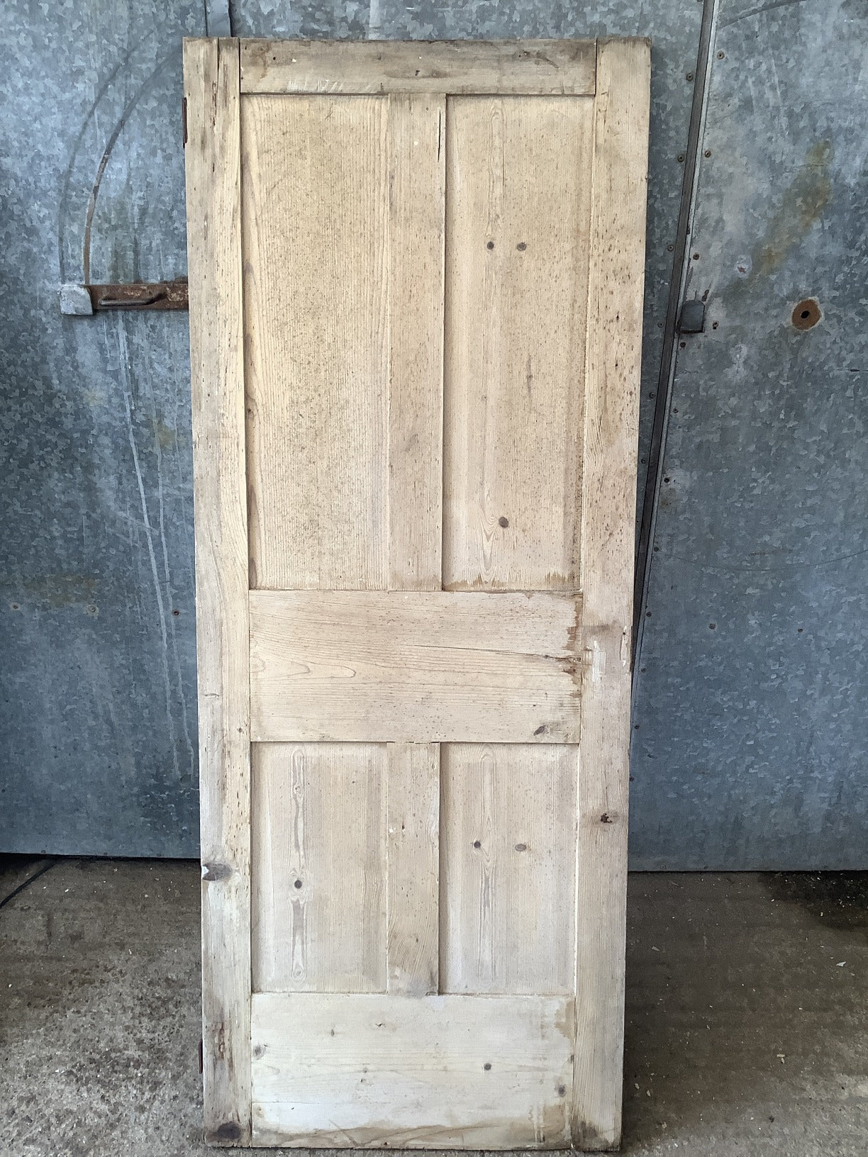 27 3/8"X 69" Victorian Internal Stripped Pine Four Panel Door 2 over 2 Reclaimed
