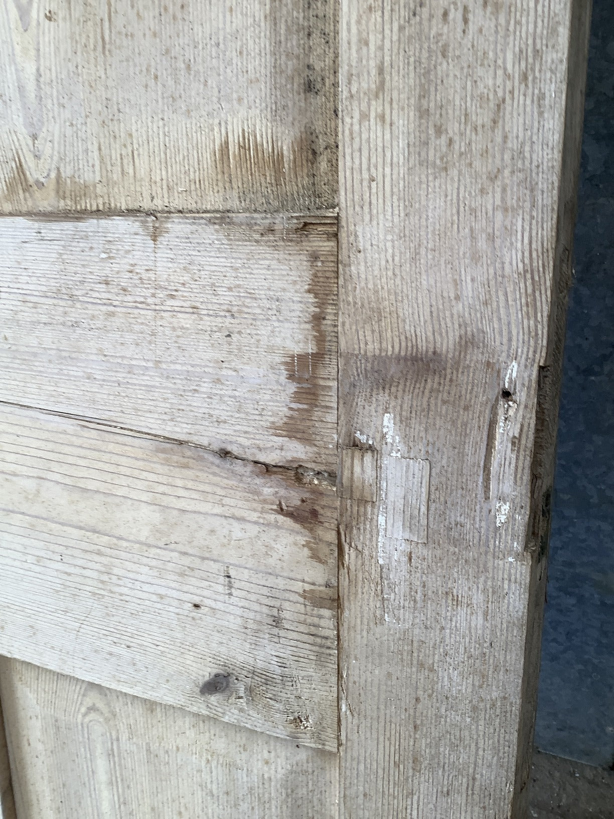 27 3/8"X 69" Victorian Internal Stripped Pine Four Panel Door 2 over 2 Reclaimed
