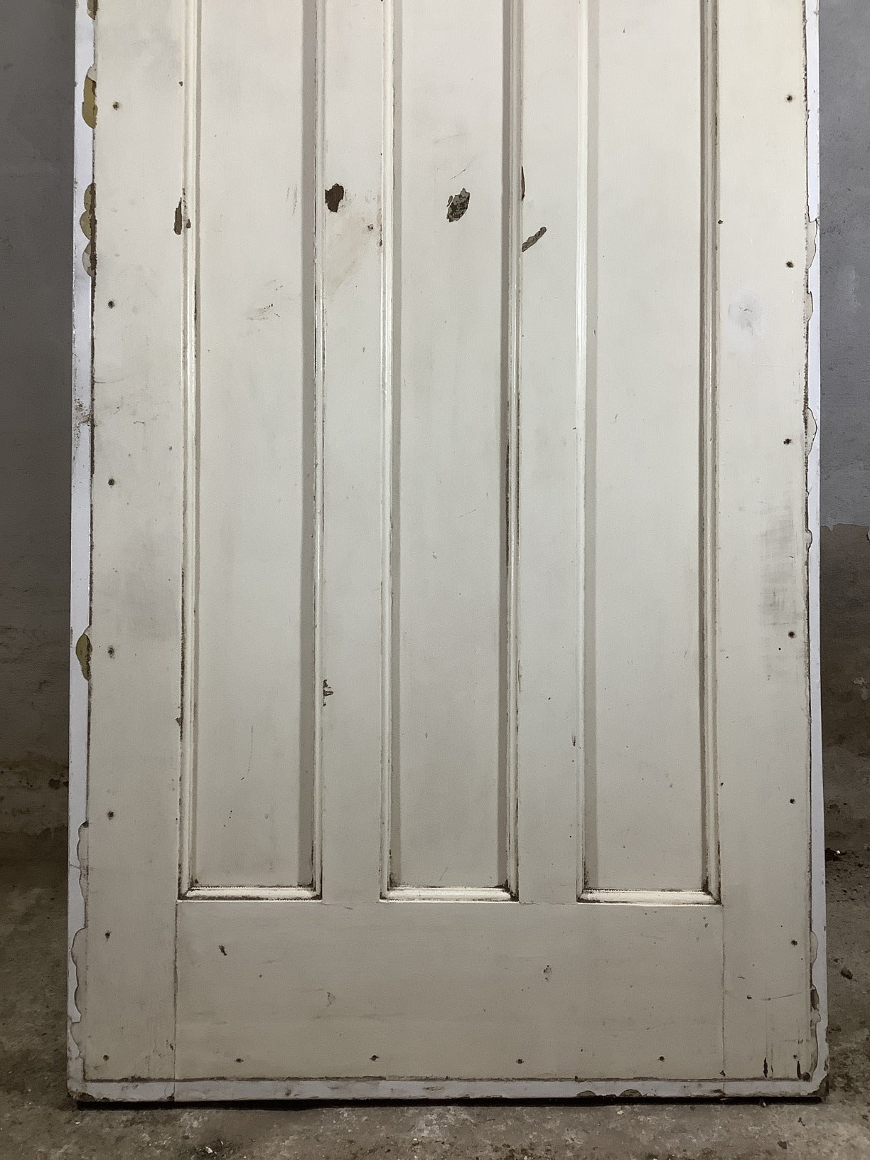 29 7/8"X77" 1930s Internal Painted Pine Four Panel Door Arched 1over3