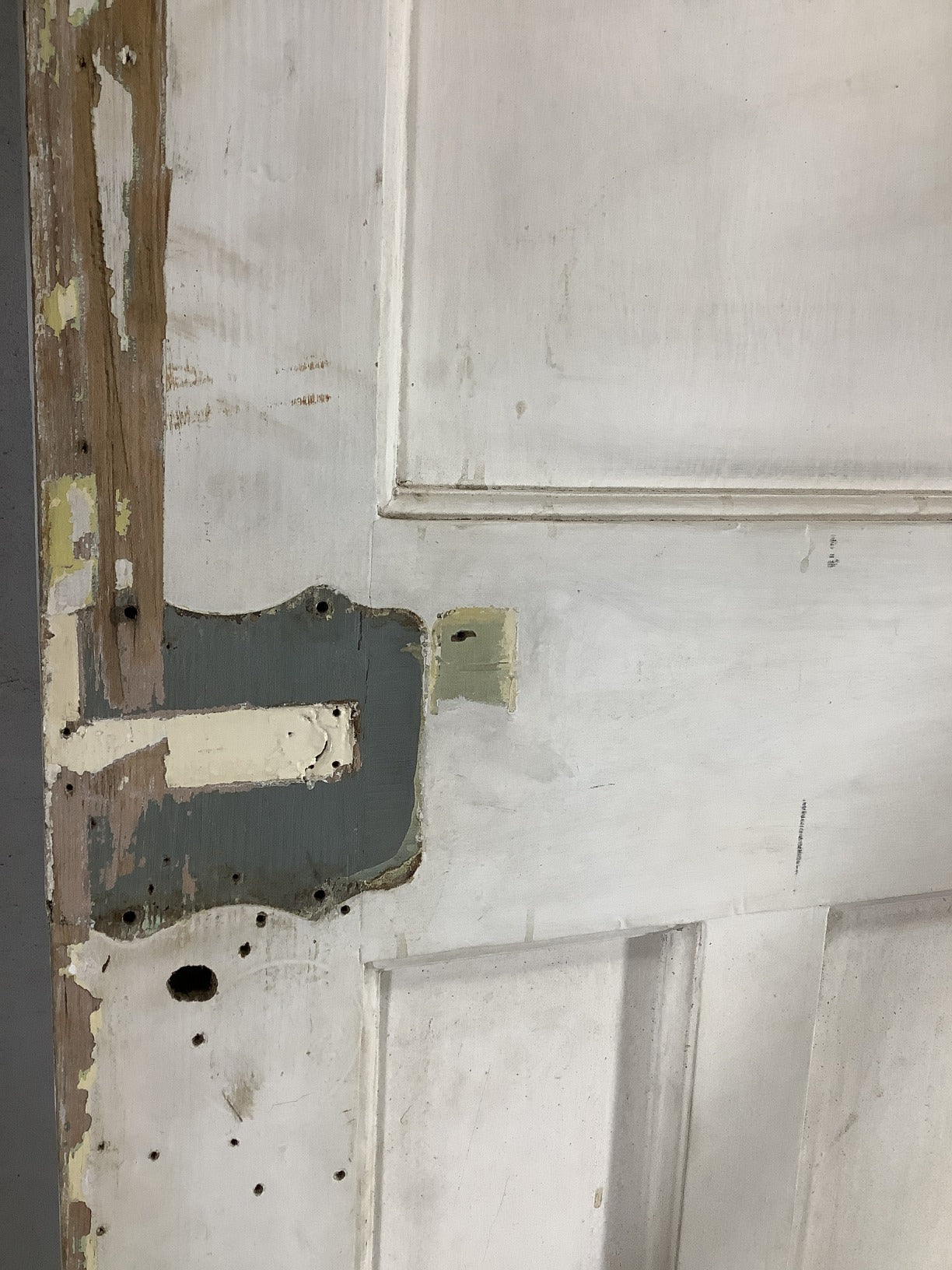 29 7/8"X77" 1930s Internal Painted Pine Four Panel Door Arched 1over3