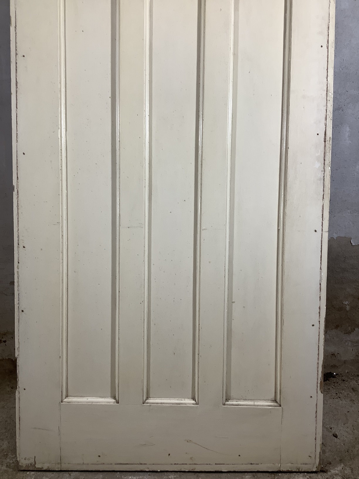 29 3/4"X75 3/4" 1930s Internal Painted Pine Four Panel Door Arched 1over3