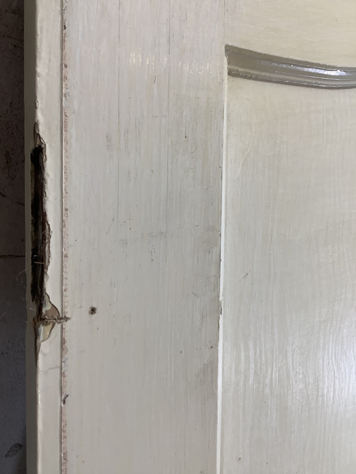29 3/4"X75 3/4" 1930s Internal Painted Pine Four Panel Door Arched 1over3