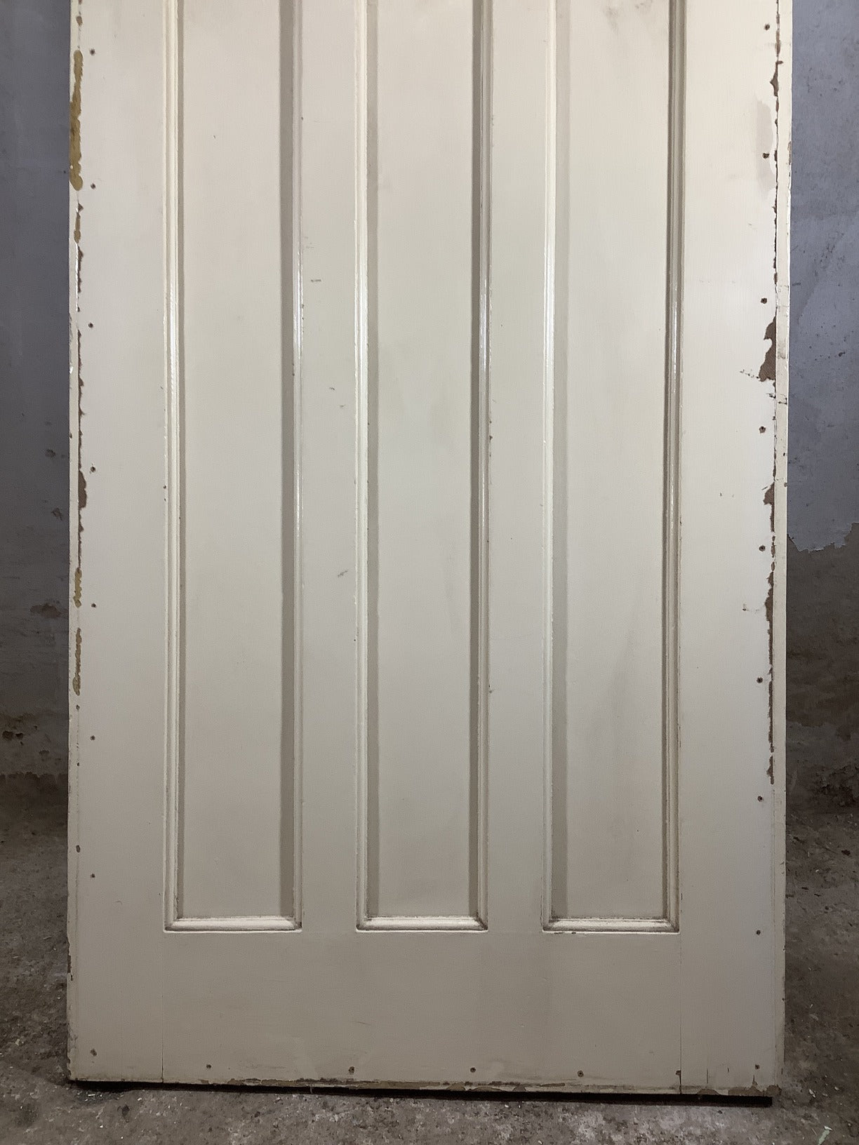 29 3/4"X75 3/4" 1930s Internal Painted Pine Four Panel Door Arched 1over3