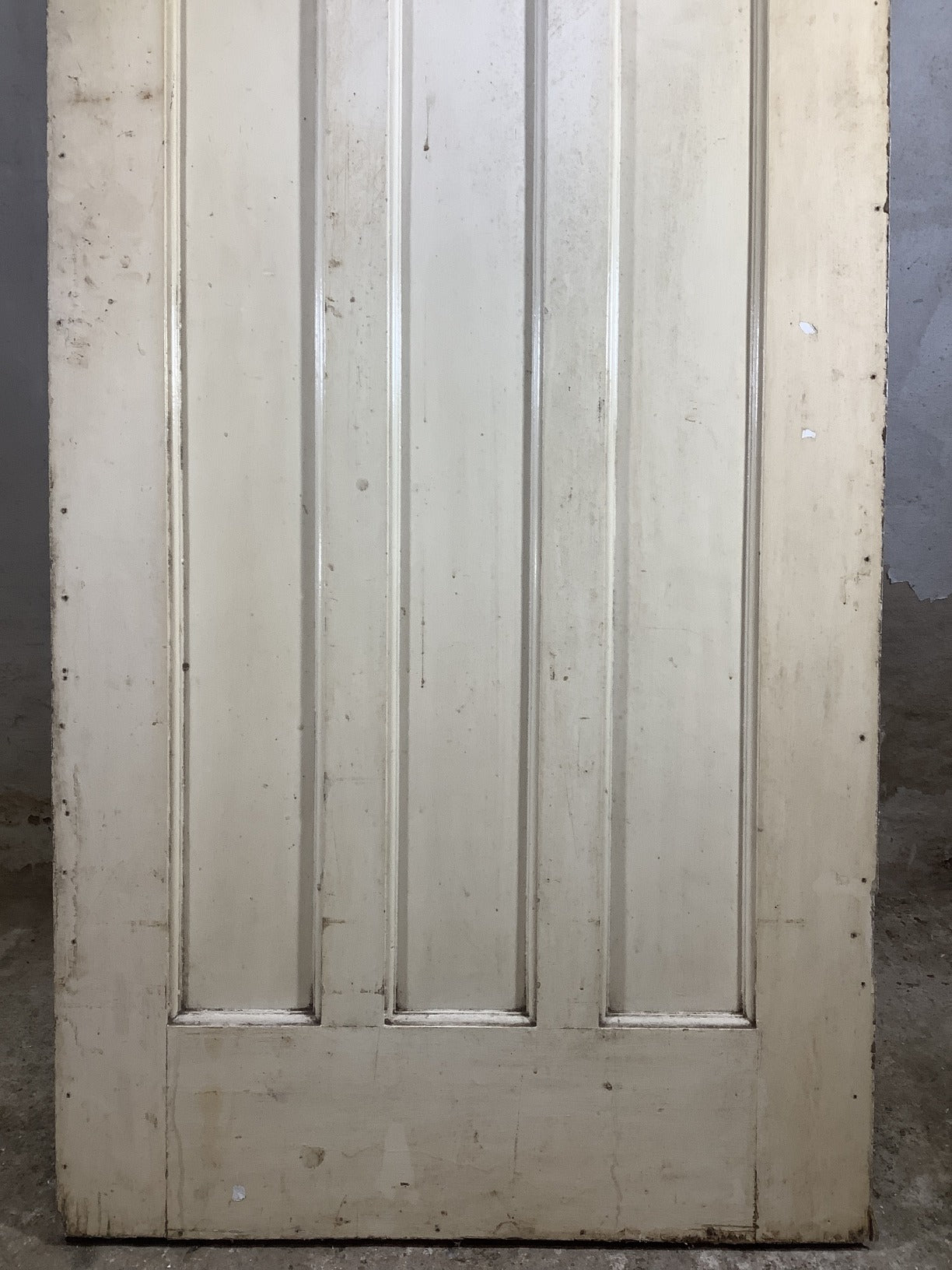 30 1/8"X76 7/8" 1930s Internal Painted Pine Four Panel Door Arched 1over3