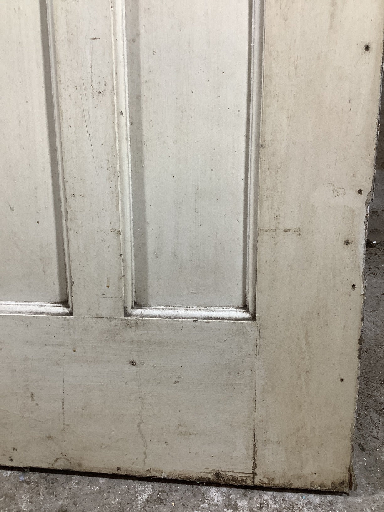 30 1/8"X76 7/8" 1930s Internal Painted Pine Four Panel Door Arched 1over3