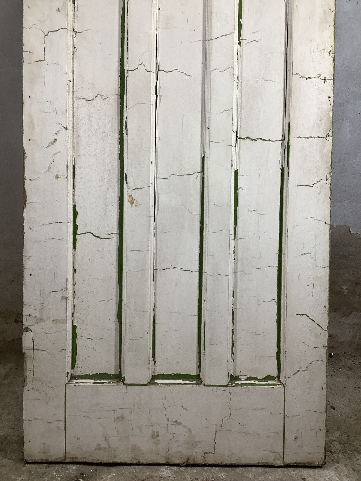 29 7/8"X77 1/4" 1930s Internal Painted Pine Four Panel Door Arched 1over3