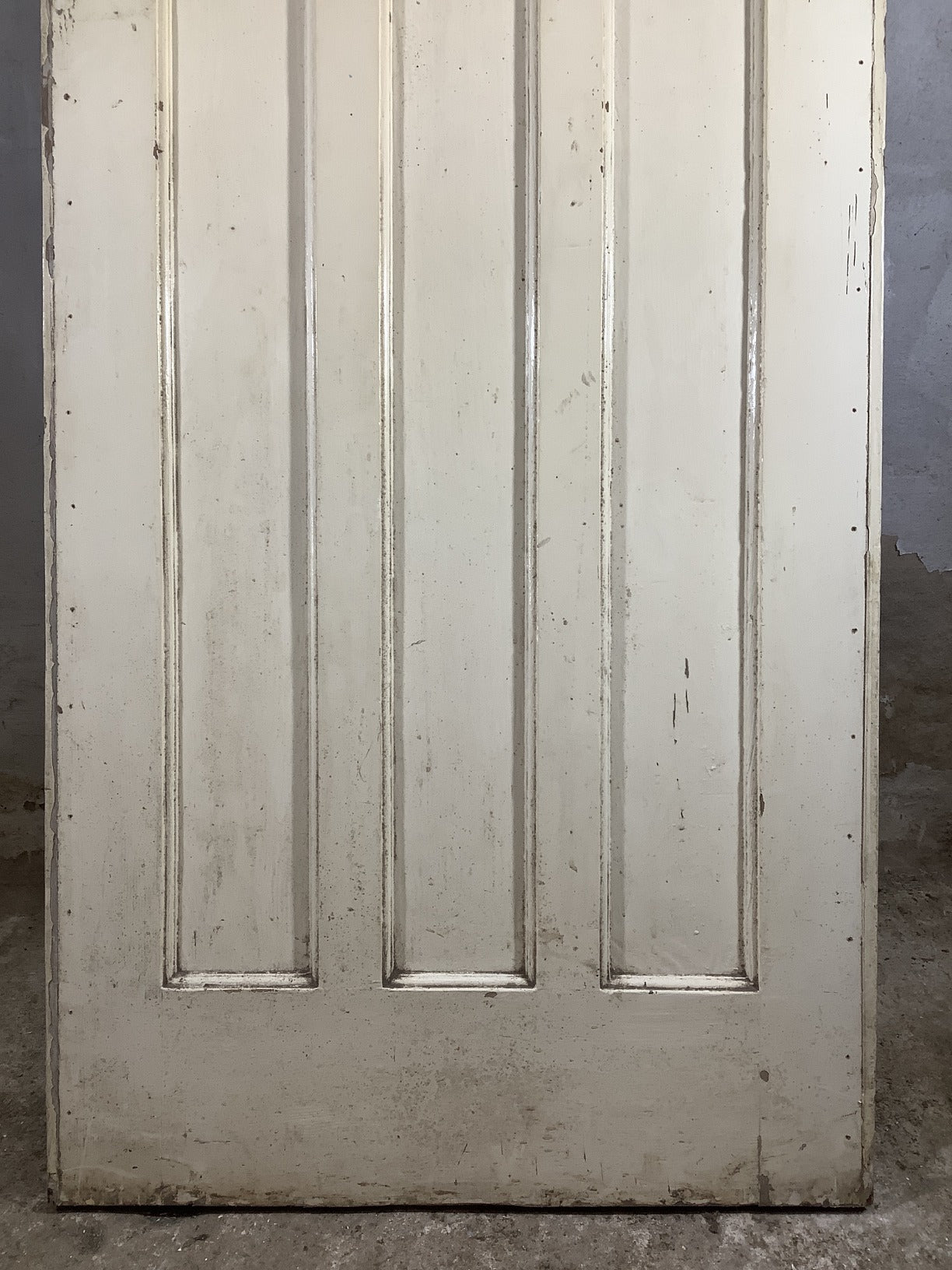 29 7/8"X77 1/4" 1930s Internal Painted Pine Four Panel Door Arched 1over3