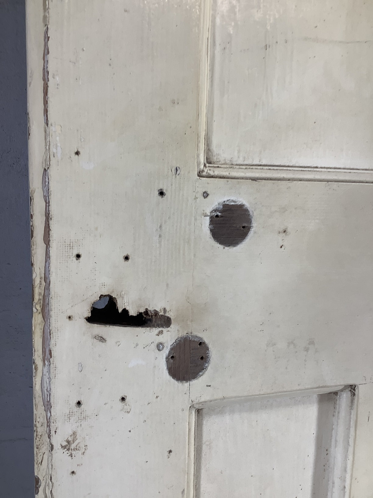 29 7/8"X77 1/4" 1930s Internal Painted Pine Four Panel Door Arched 1over3