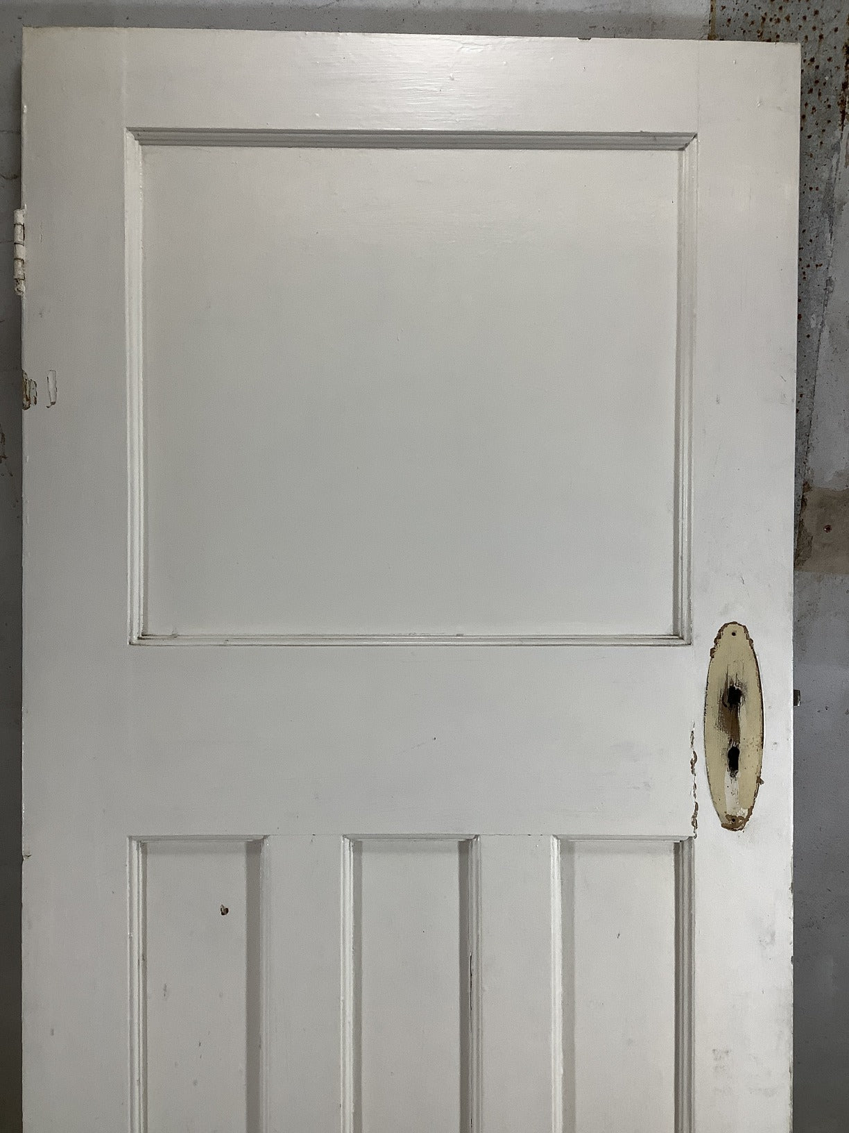 29 5/8"X76 3/4" 1930s Internal Painted Pitch Pine Four Panel Door 1over3 Old