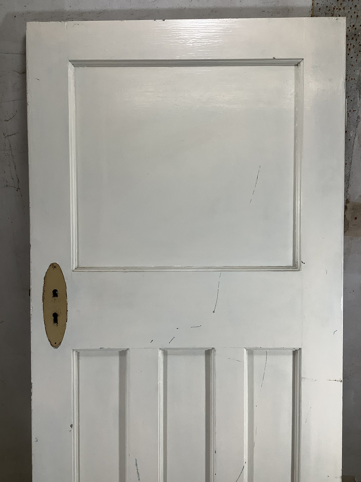 29 5/8"X76 3/4" 1930s Internal Painted Pitch Pine Four Panel Door 1over3 Old