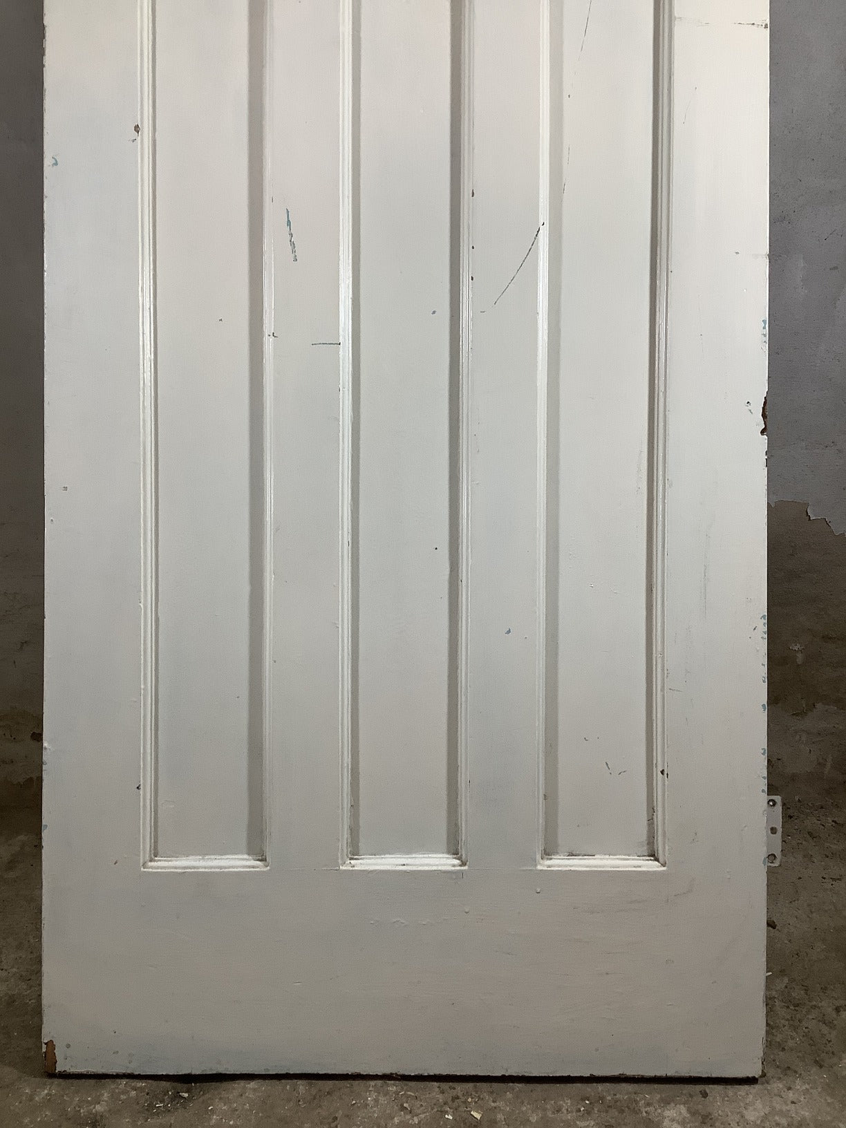 29 5/8"X76 3/4" 1930s Internal Painted Pitch Pine Four Panel Door 1over3 Old