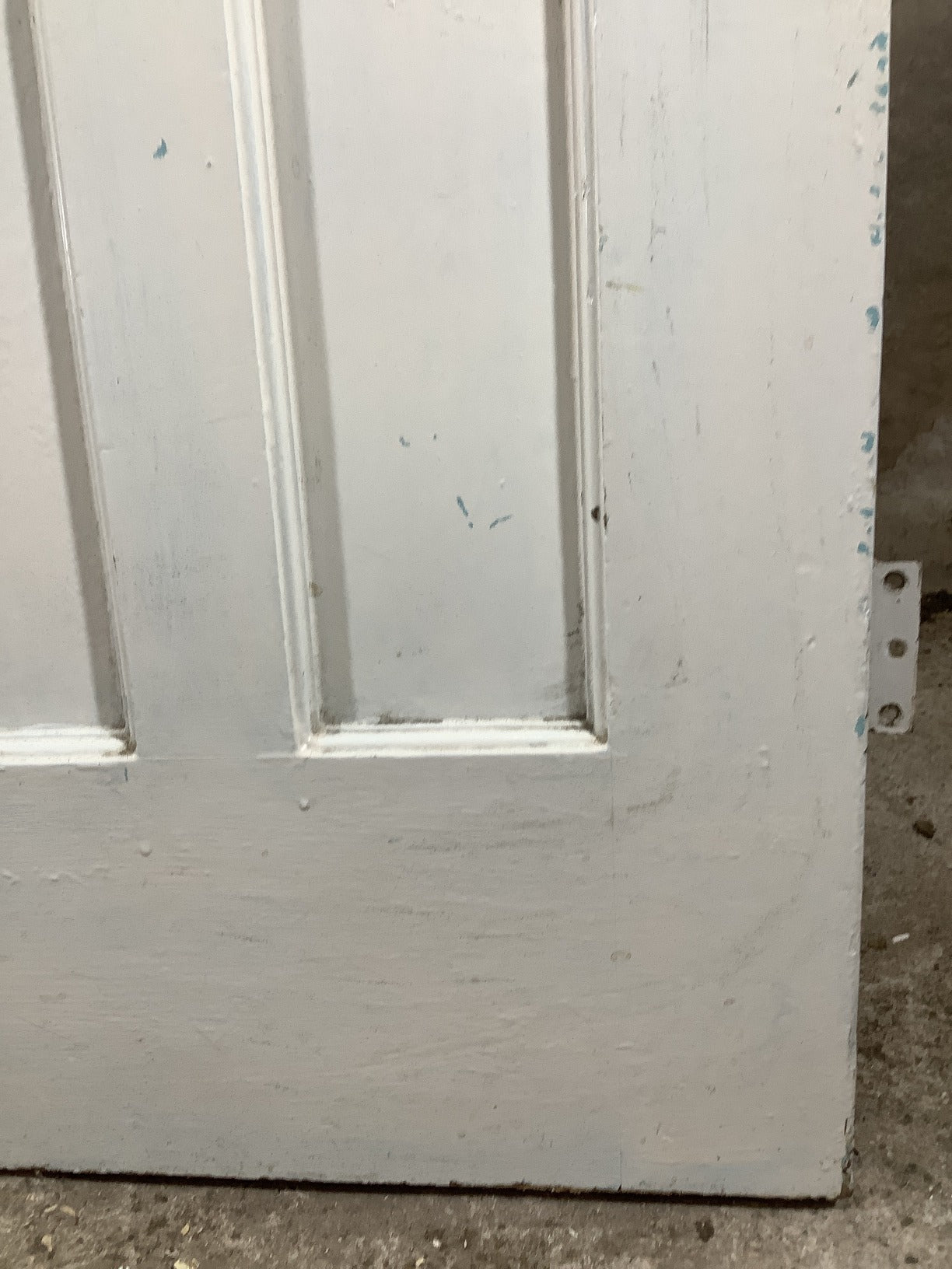 29 5/8"X76 3/4" 1930s Internal Painted Pitch Pine Four Panel Door 1over3 Old