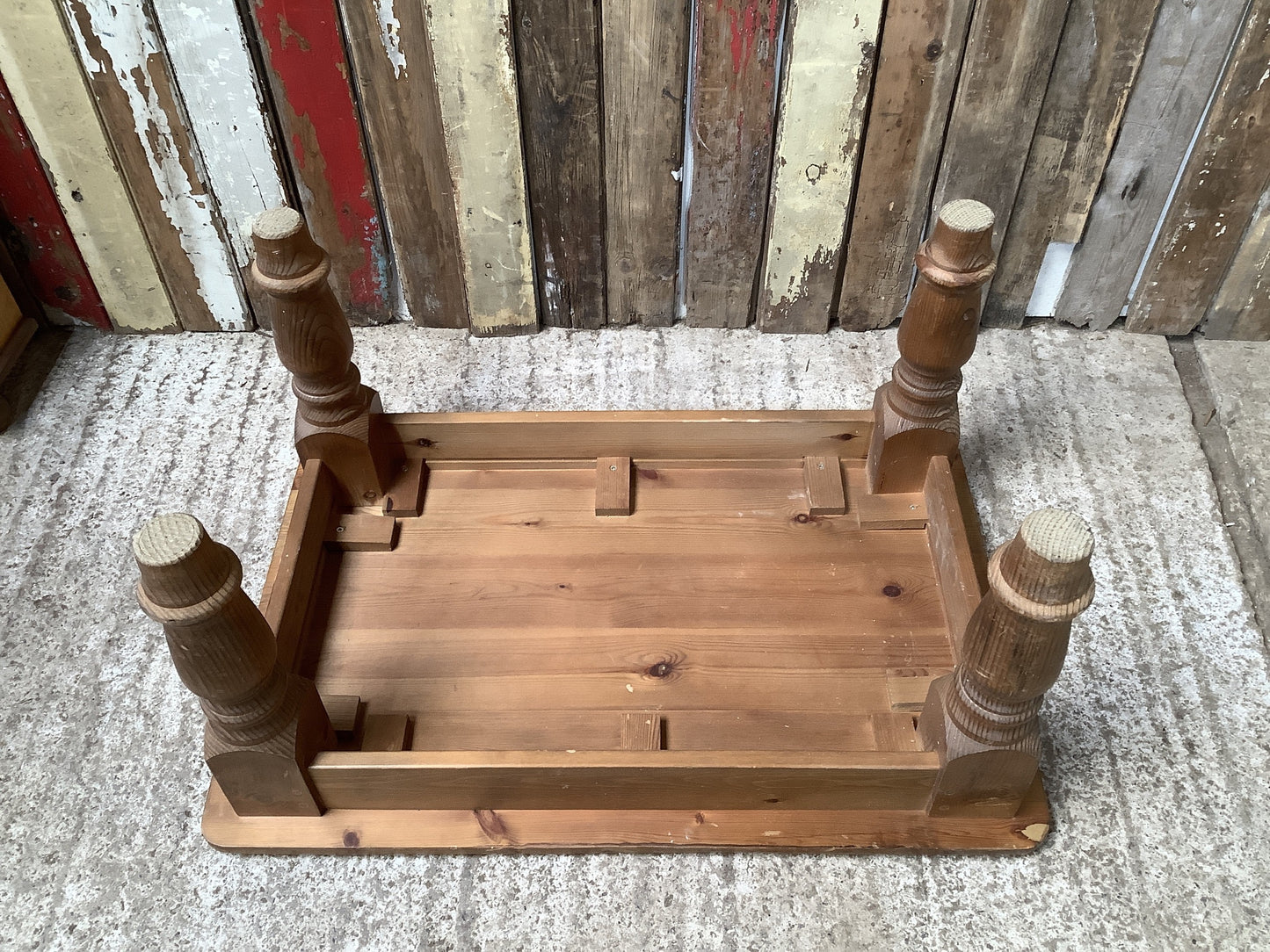 Small Old Chunky Varnished Pine Wooden Coffee Table 2'11" Long 1'11" W