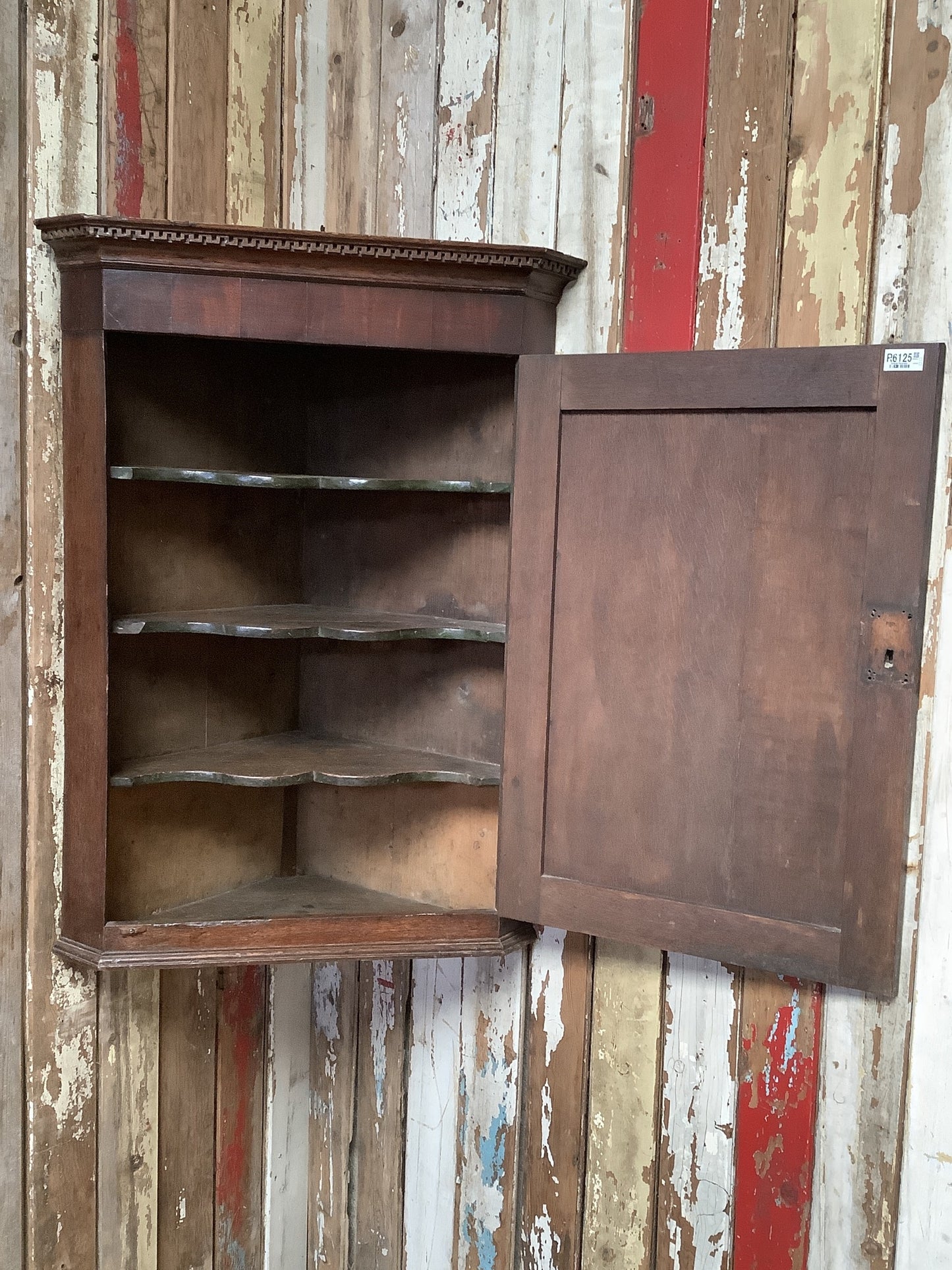 Beautiful Antique Stained Dark Mahogany Storage Corner cupboard 3'2"H 2'4" W