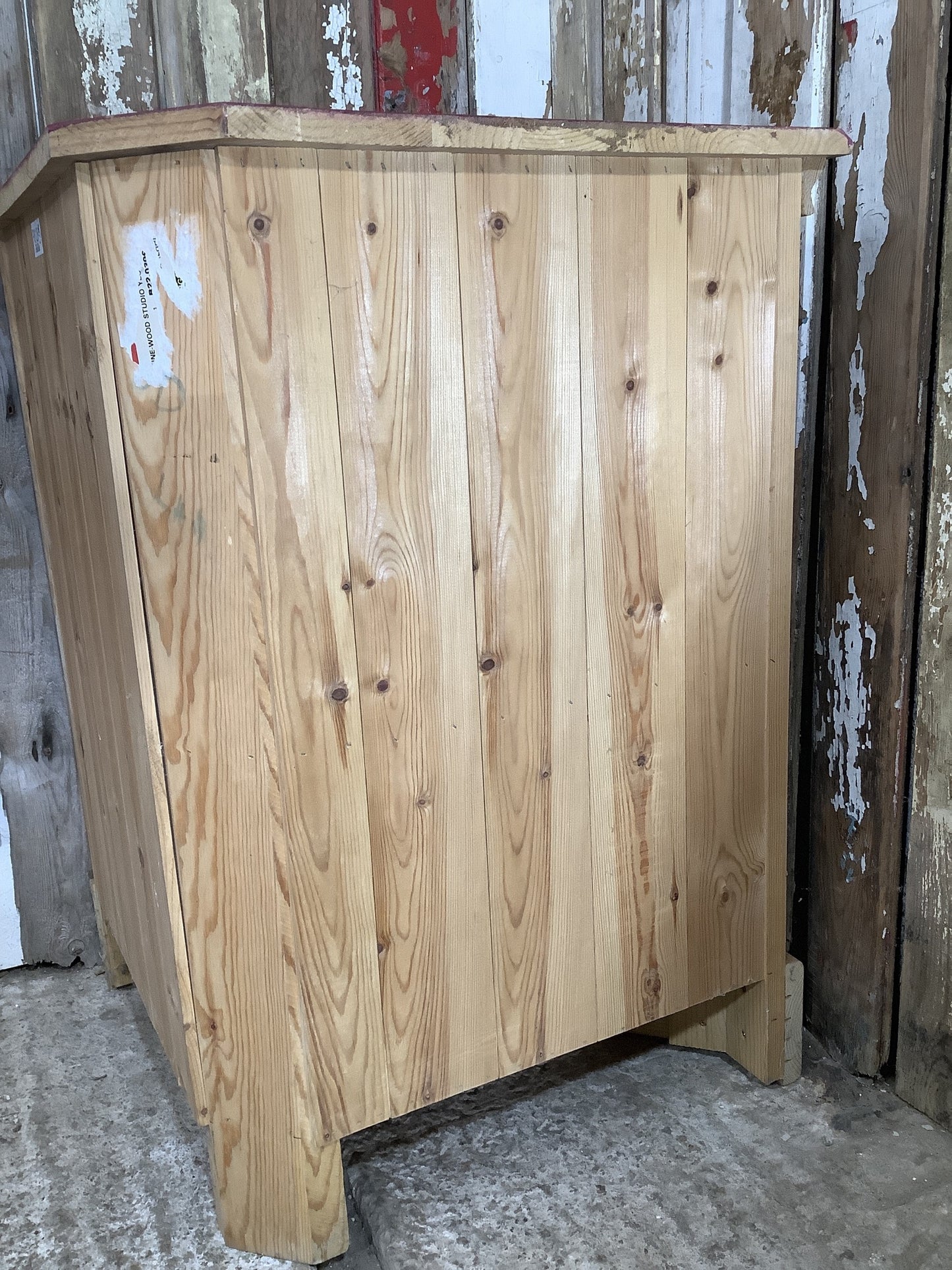 Authentic Waxed Painted Pine Storage Freestanding Corner Cupboard 2'6"H 2'5" W