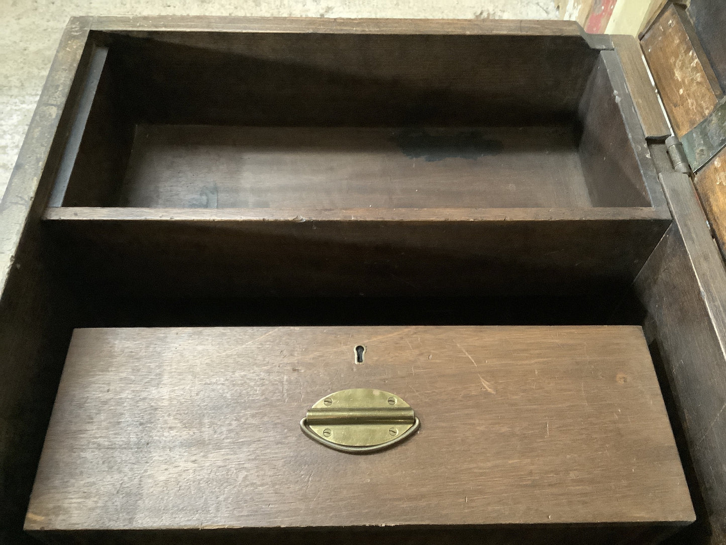 Beautiful Dark Old Waxed Mahogany & Metal,Ply Blanket Storage Box 1'8"H 2'8" W