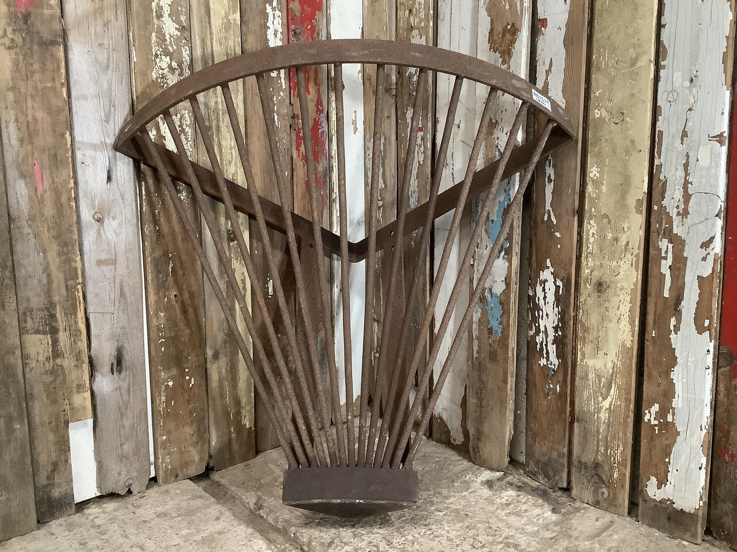 Vintage Old Rusty Cast Iron Corner Metal Hayrack 1'11"H 2'2" W