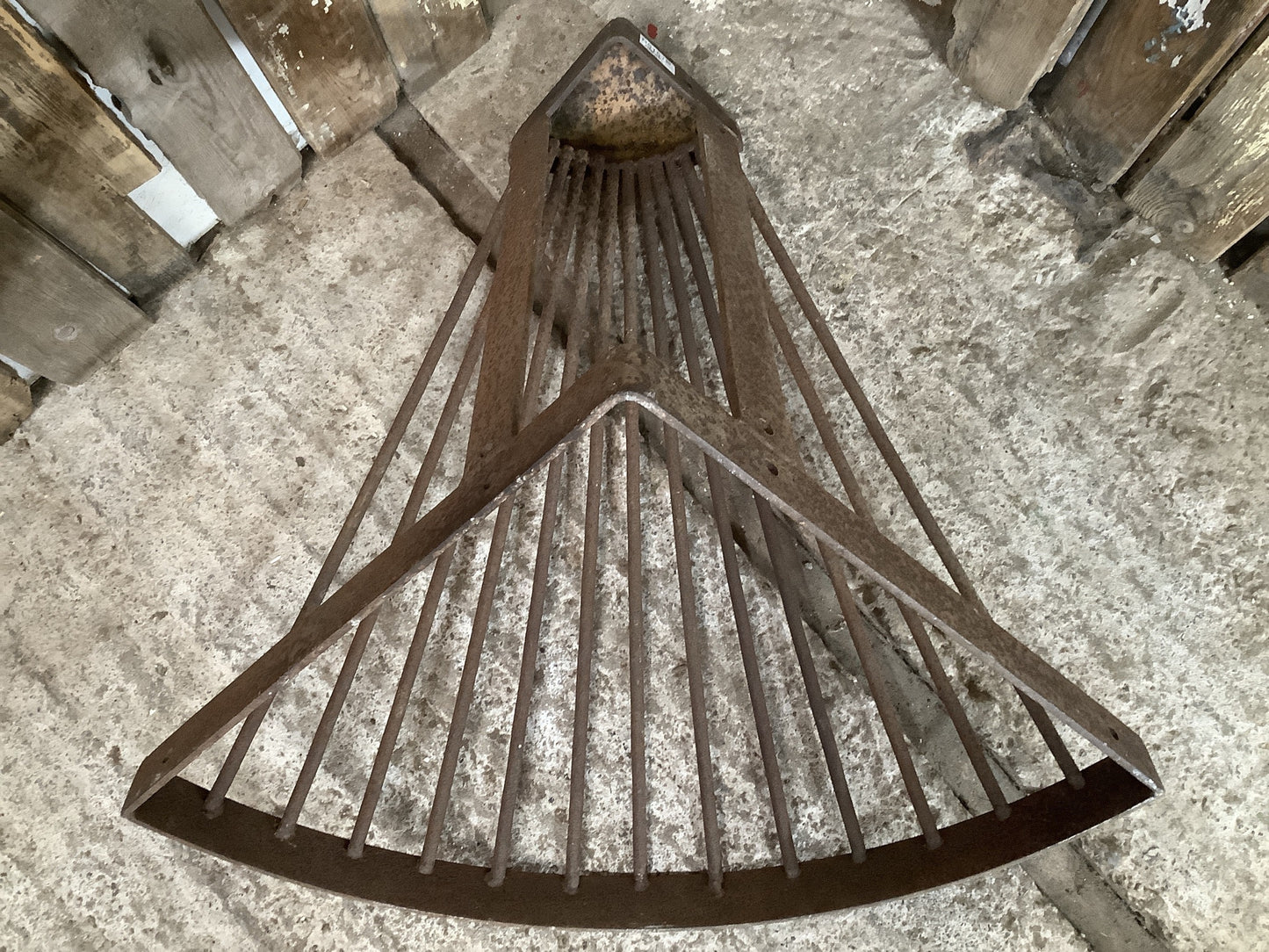 Vintage Old Rusty Cast Iron Corner Metal Hayrack 1'11"H 2'2" W