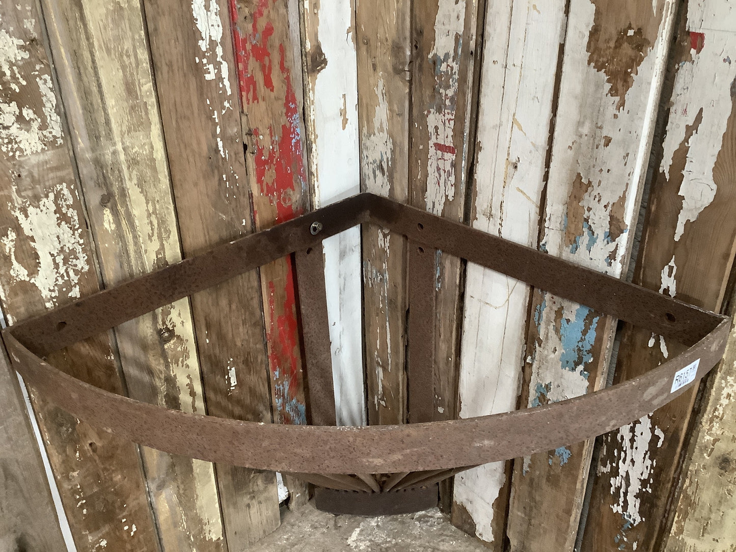 Vintage Old Rusty Cast Iron Corner Metal Hayrack 1'11"H 2'2" W