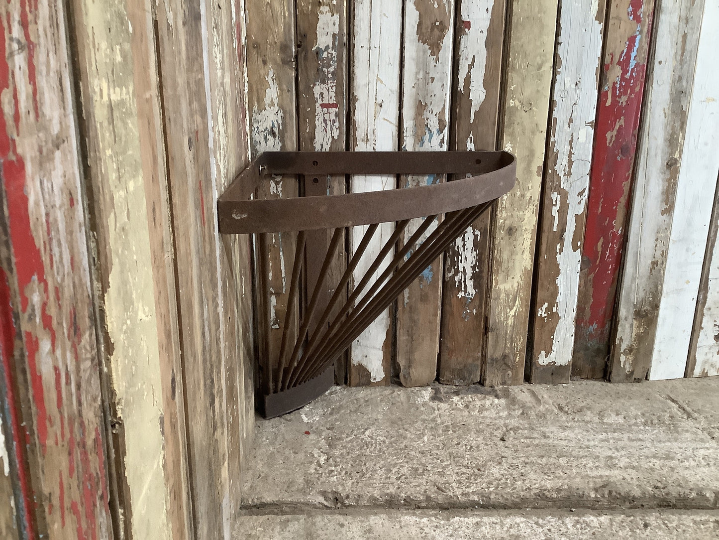 Vintage Old Rusty Cast Iron Corner Metal Hayrack 1'11"H 2'2" W
