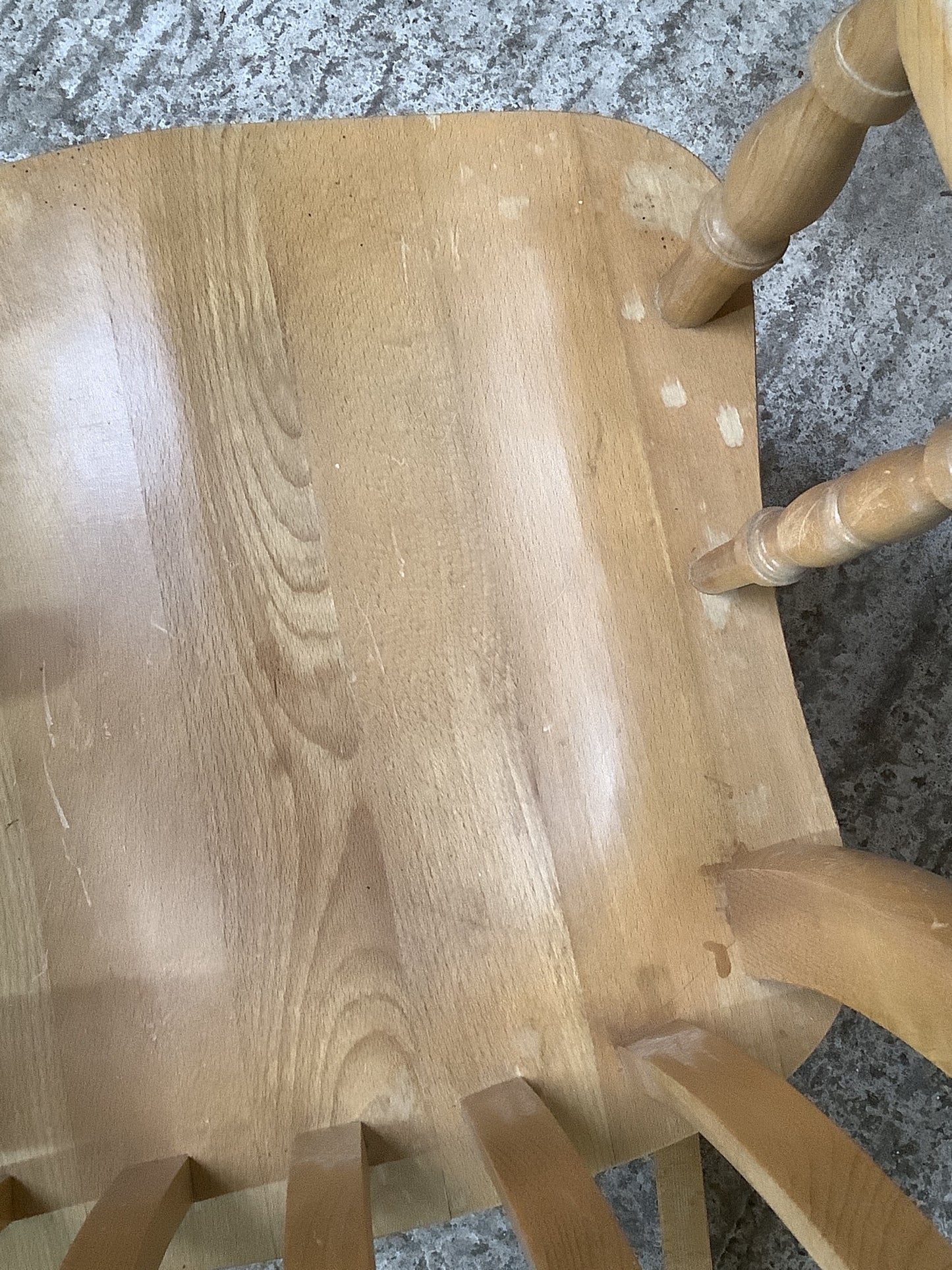 Tall Slat Back Granddad Used Old Varnished Beech Rocking Chair Wooden