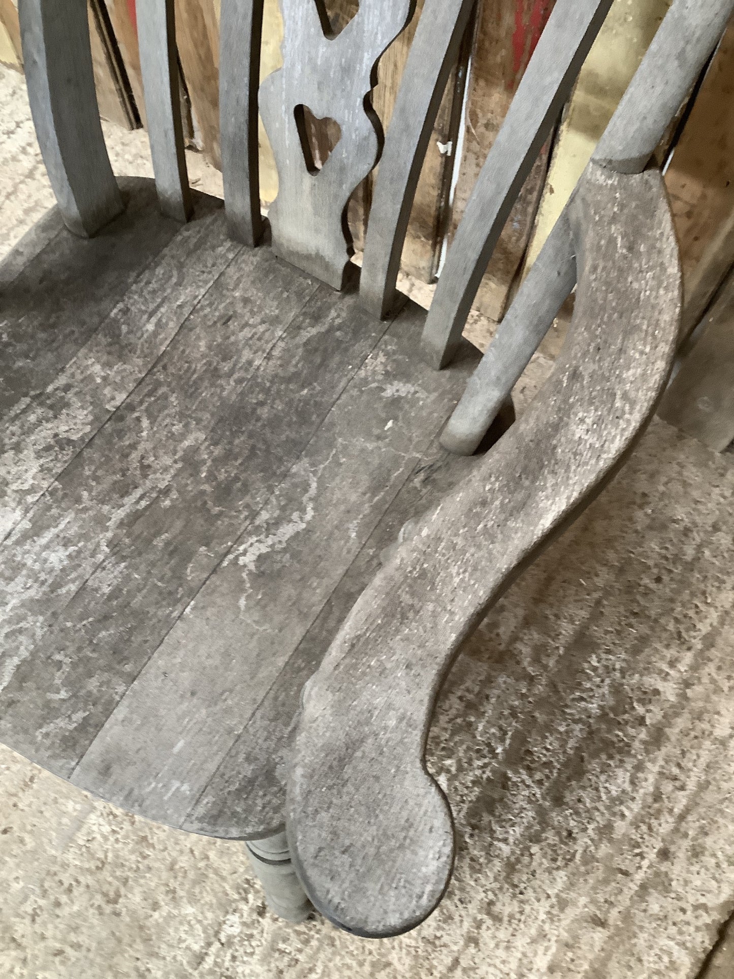 Old Weathered Farmhouse Solid Beech Fiddle Tall Back Carver Kitchen Arm Chair