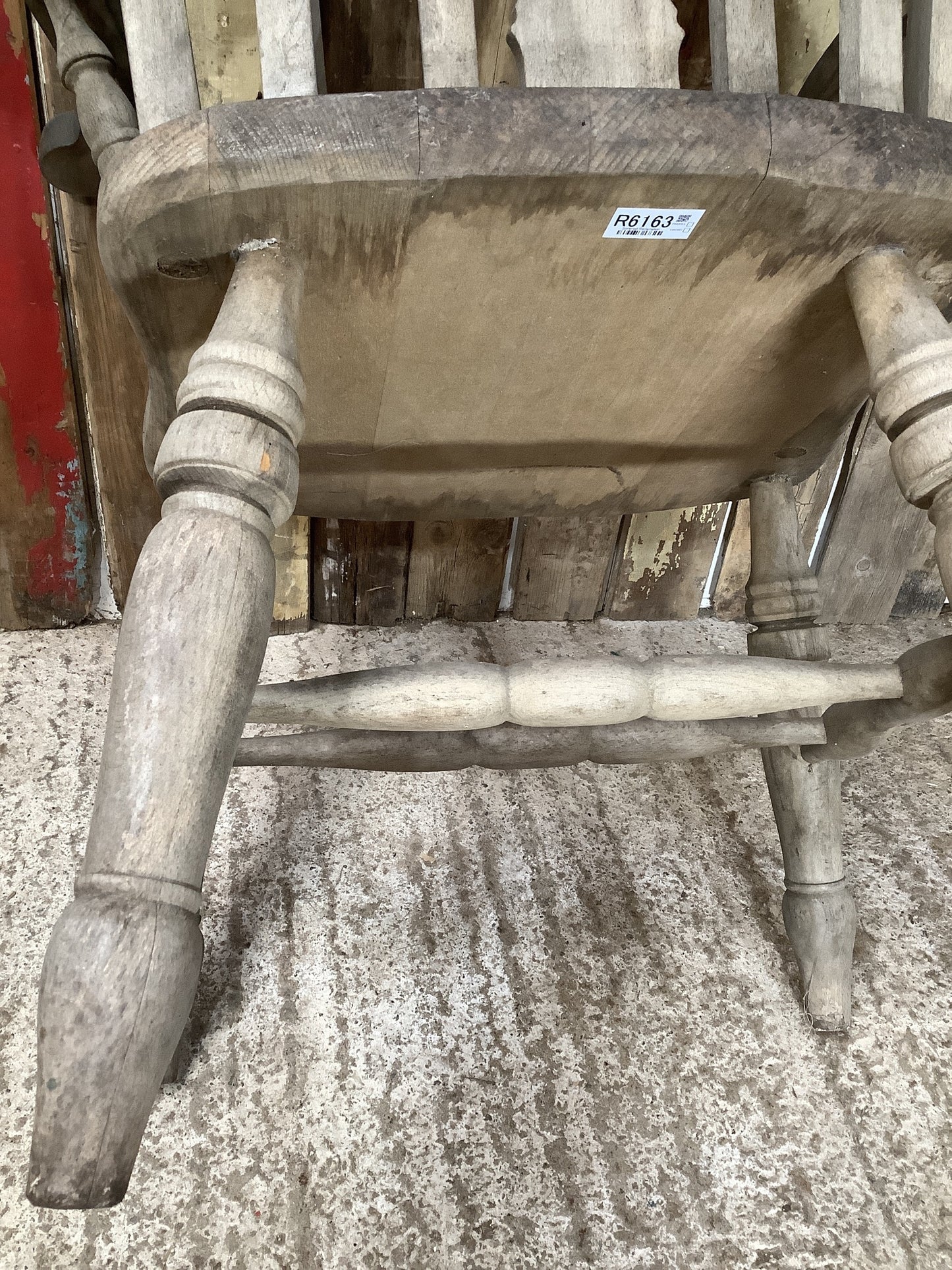 Old Weathered Farmhouse Solid Beech Fiddle Tall Back Carver Kitchen Arm Chair