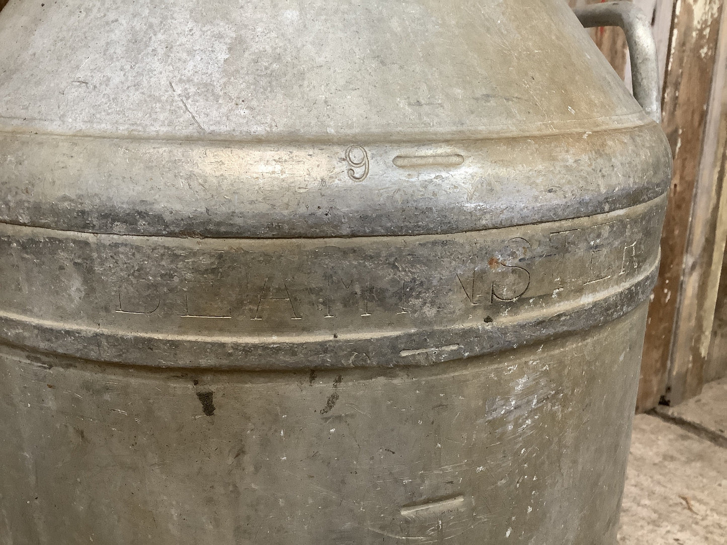 Vintage Old Tarnished Aluminium Metal Milk Churn Planter with Handles 2'1"H