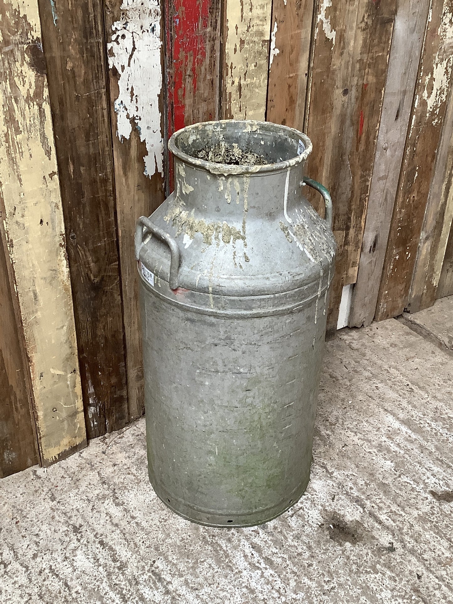 Old Tarnished Rustic Aluminium 10 Gallon Milk Churn Garden Pot 2'3"H