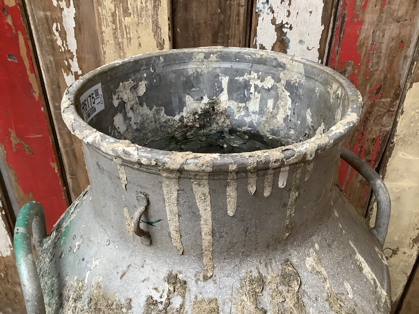 Old Tarnished Rustic Aluminium 10 Gallon Milk Churn Garden Pot 2'3"H