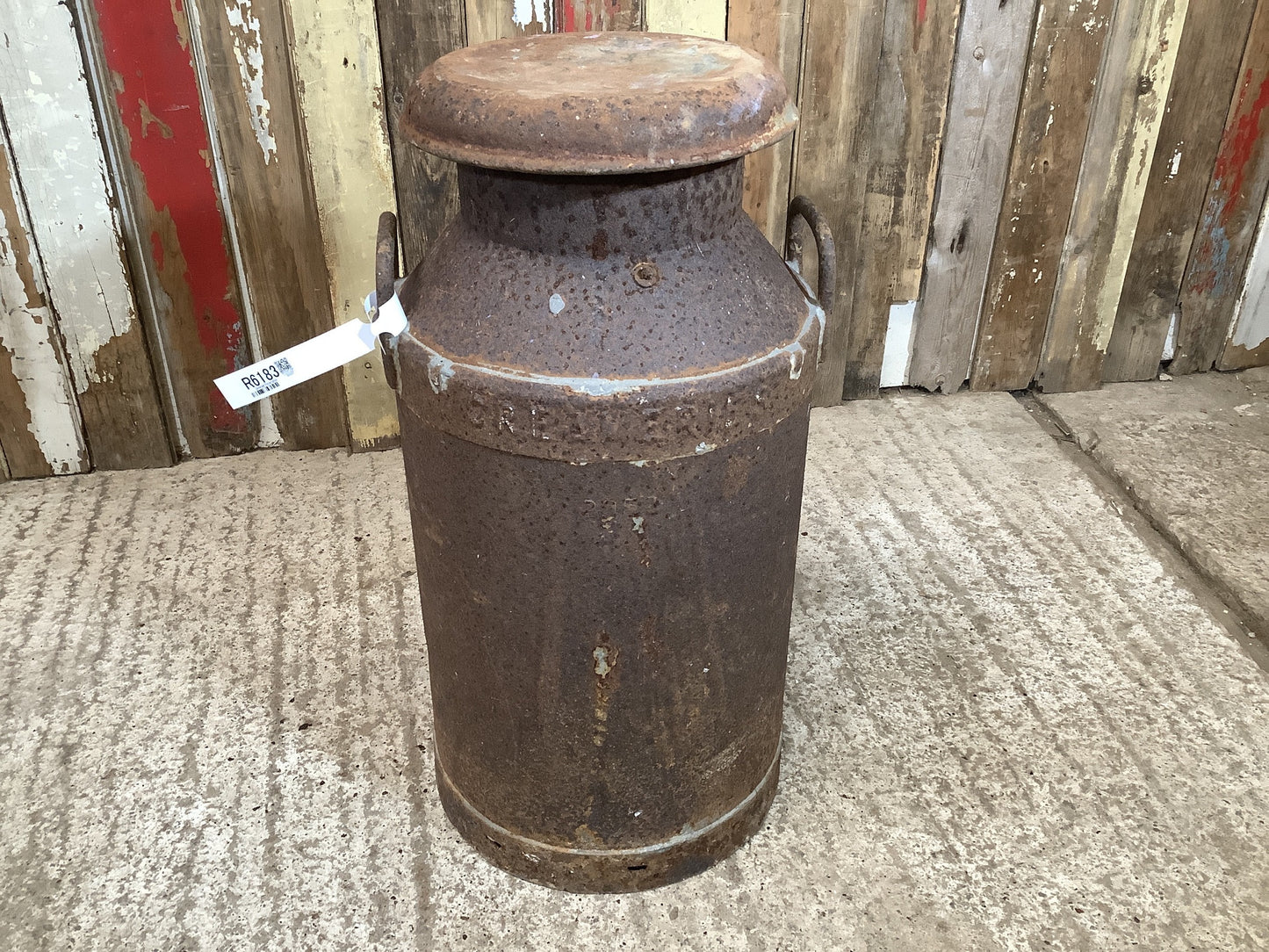 Oakdale Creameries Vintage 1940s Rusty Steel Dairy 10 Gallon Milk Churn Metal