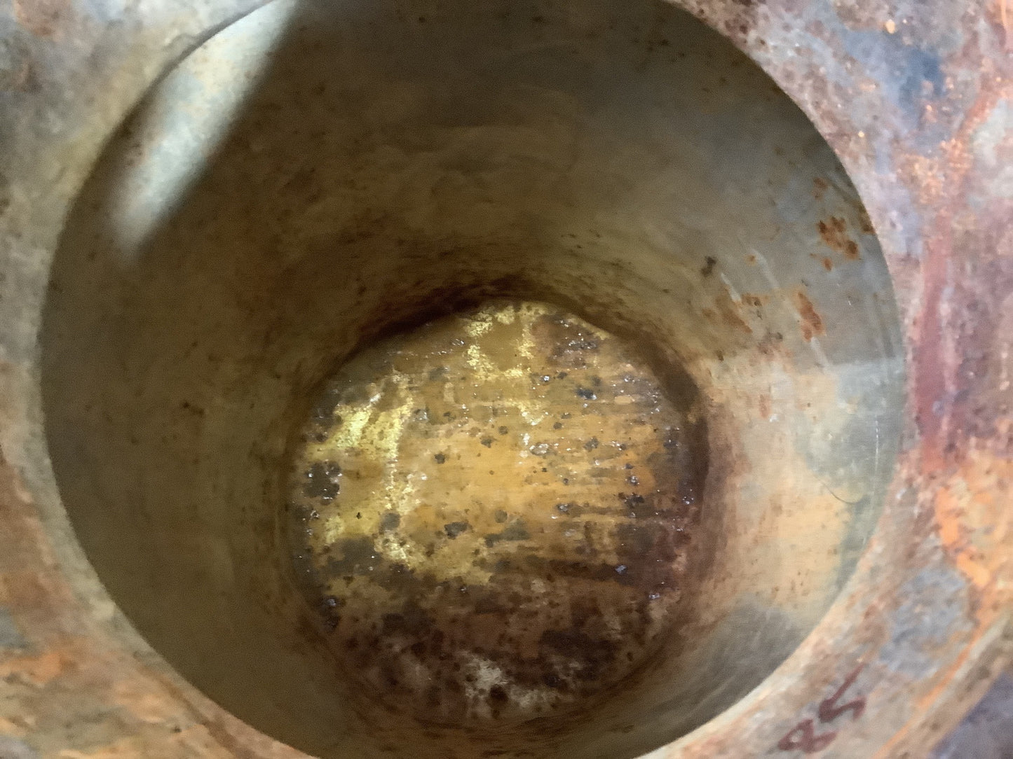 2'4"High Rustic 1940s Rusty 10 Gallon Steel Milk Churn Metal Stool