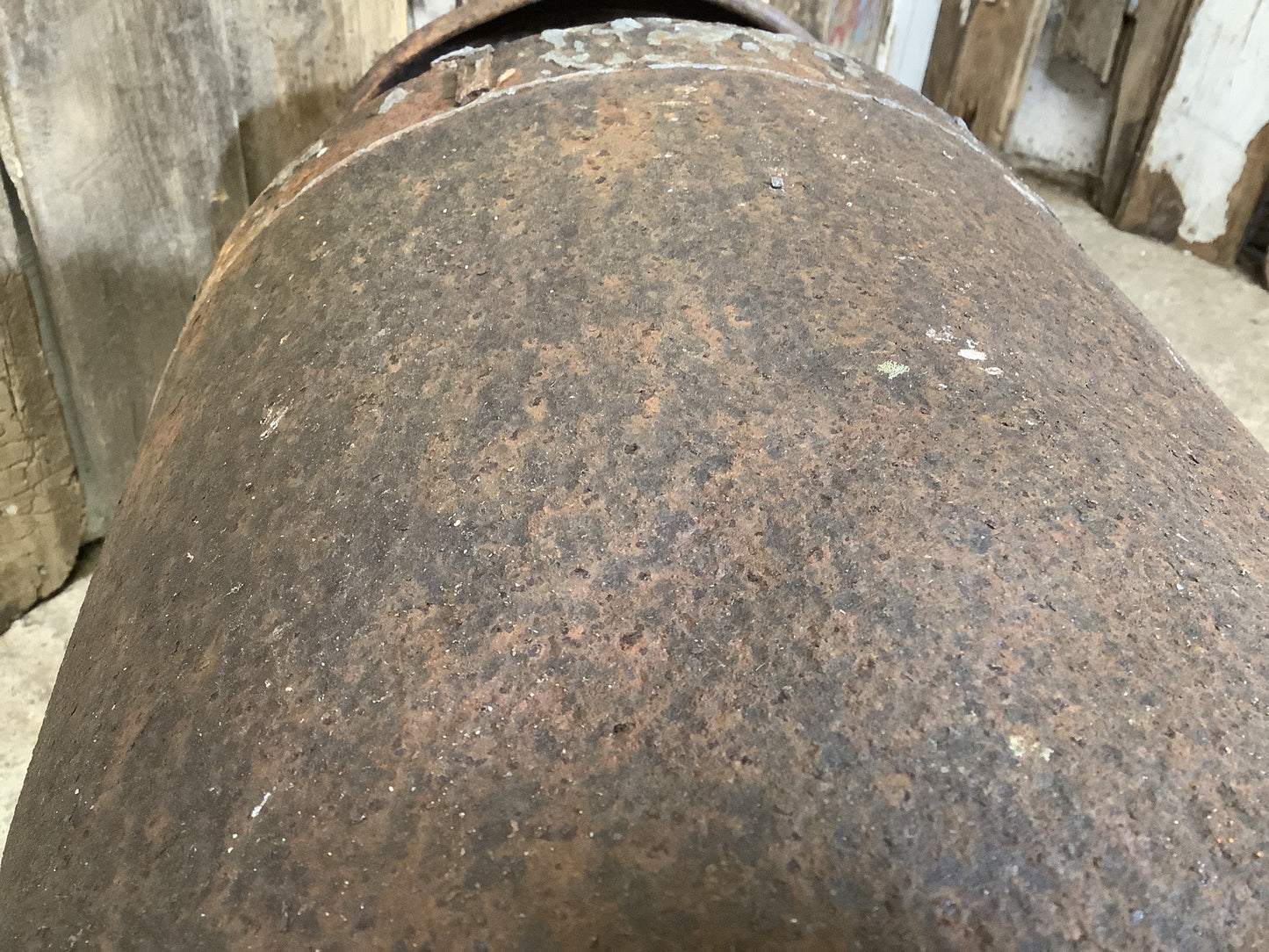 2'4"High Rustic 1940s Rusty 10 Gallon Steel Milk Churn Metal Stool