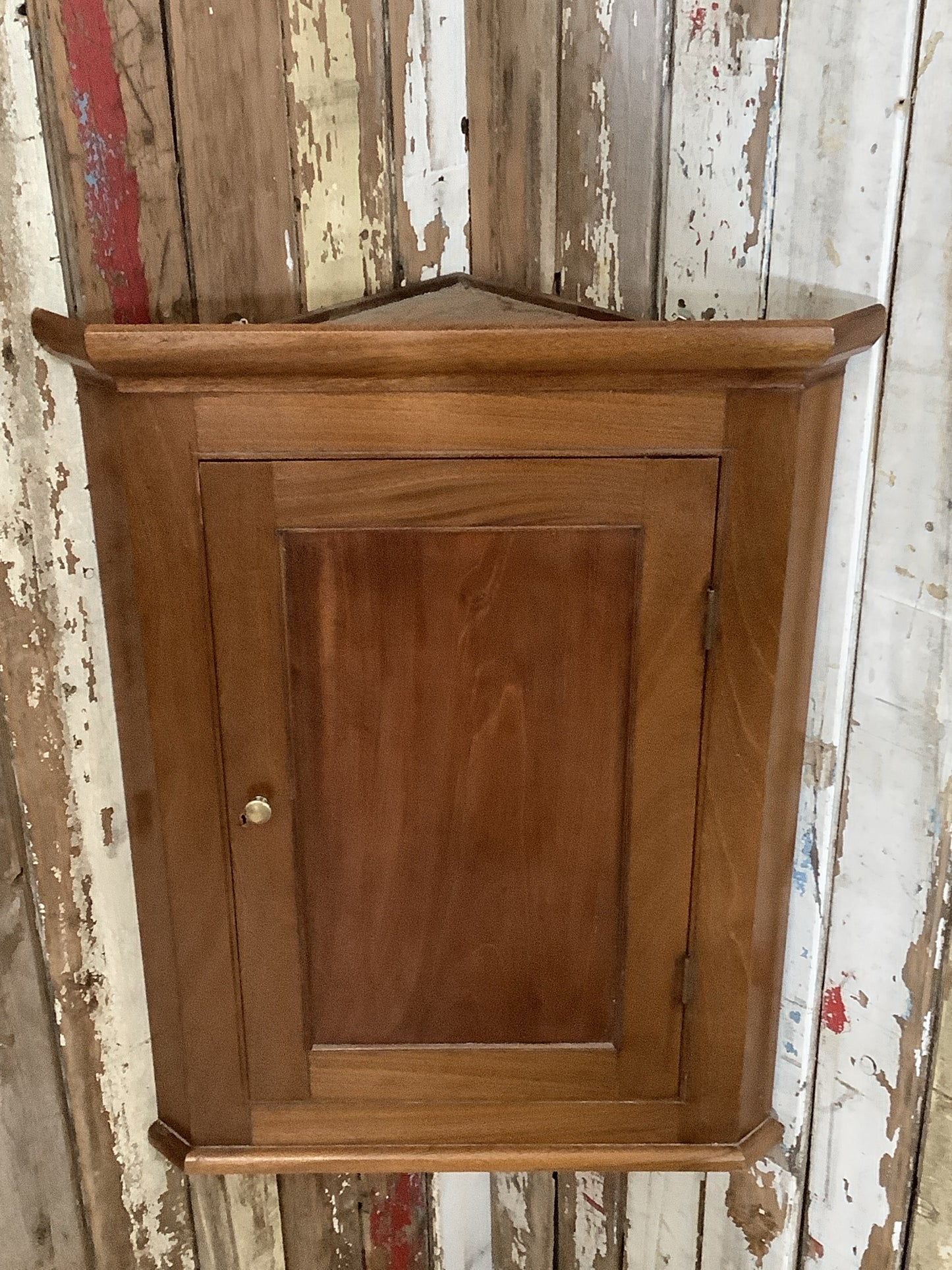 Beautiful Antique Polished Mahogany & Brass Corner Storage Cupboard 2'8" H
