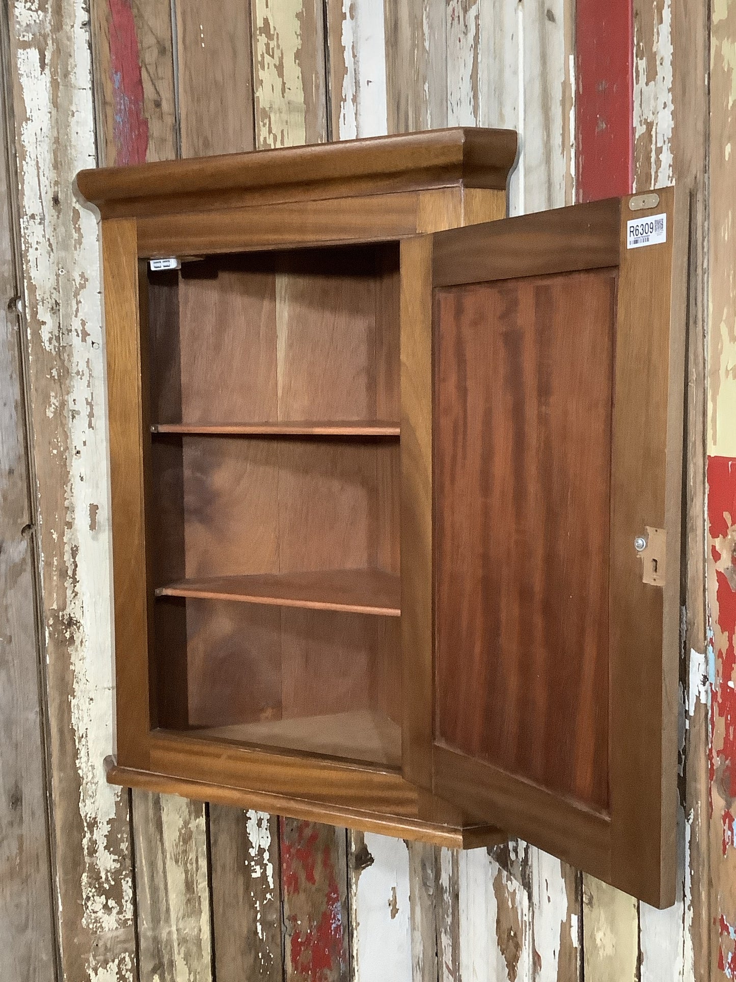 Beautiful Antique Polished Mahogany & Brass Corner Storage Cupboard 2'8" H