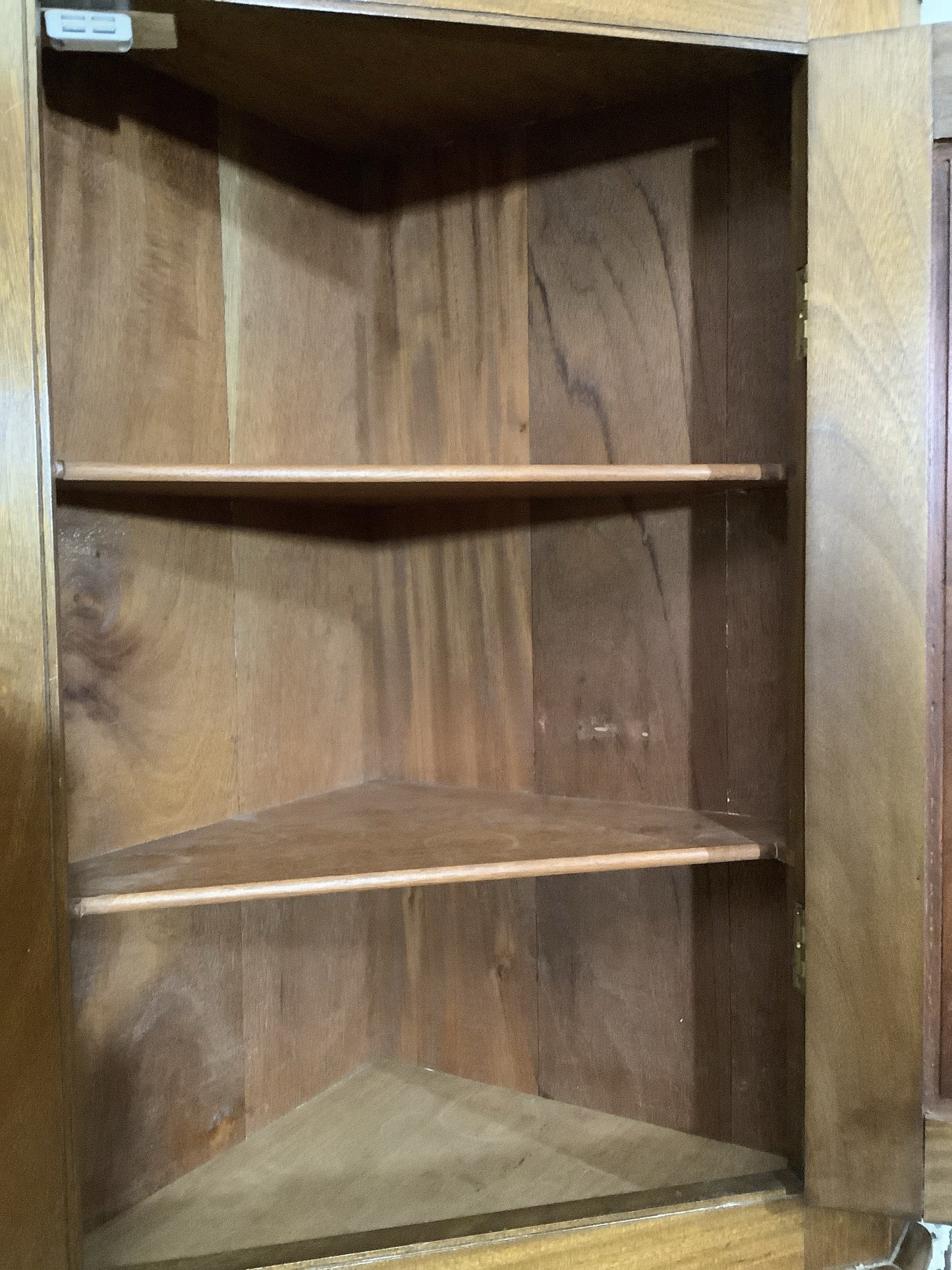 Beautiful Antique Polished Mahogany & Brass Corner Storage Cupboard 2'8" H