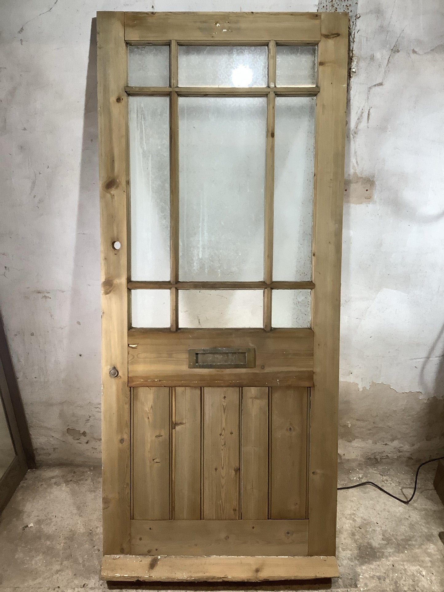 Main Picture 1930s External Glazed Stripped Pine Reclaimed Door