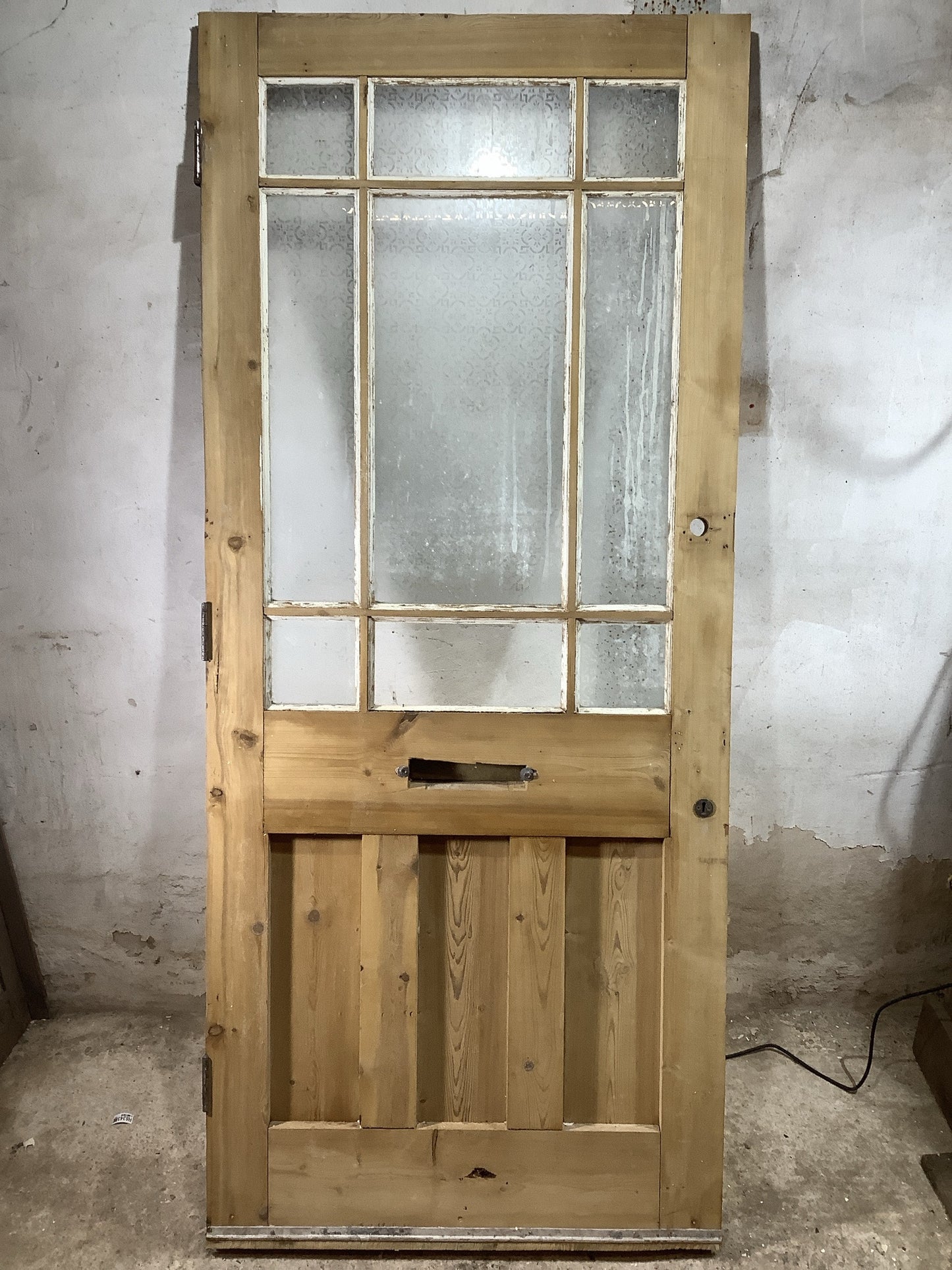 7th Pic 1930s External Glazed Stripped Pine Reclaimed Door