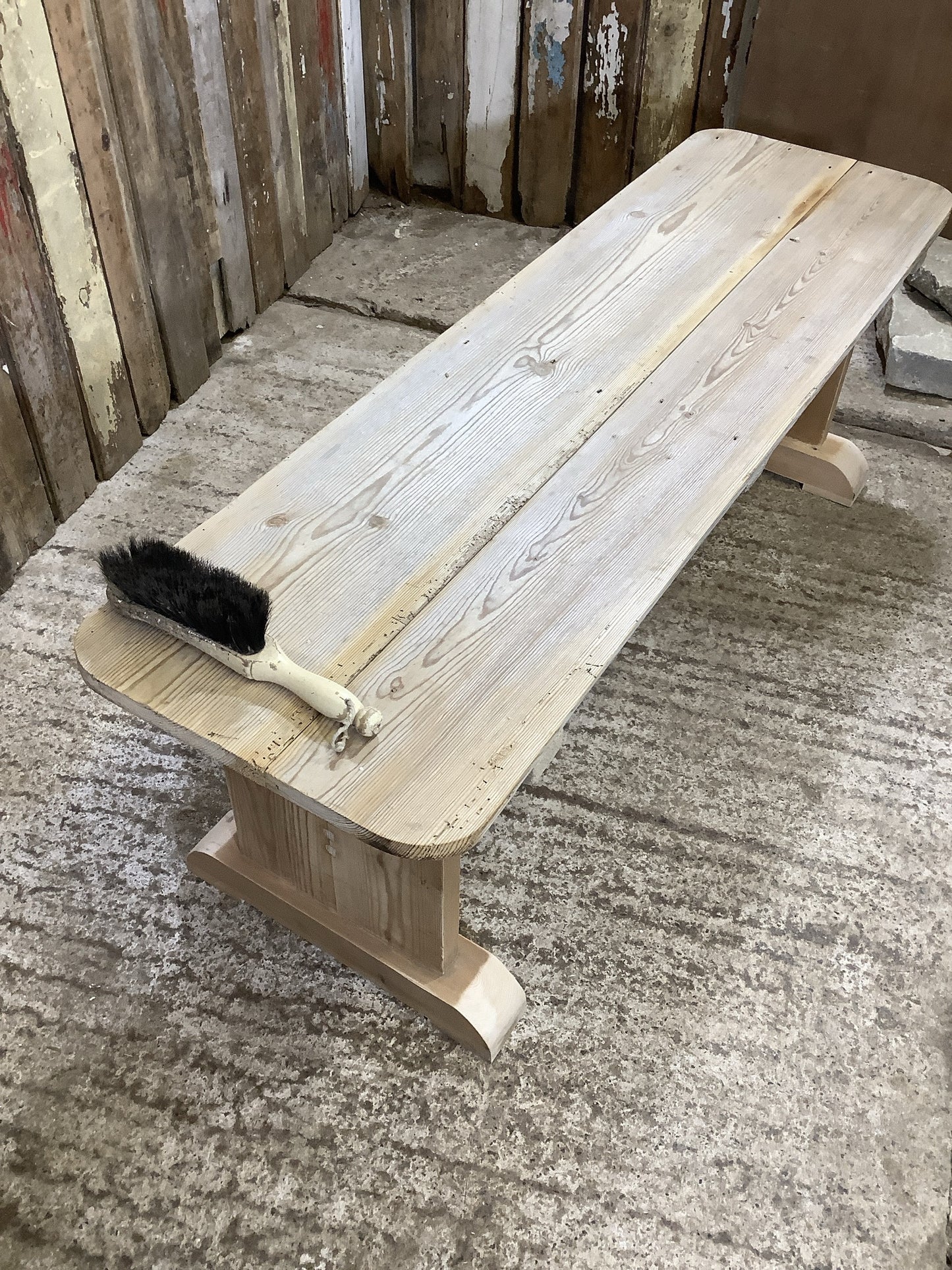 4'2" Long Rustic Old Stripped Pine Kitchen Bench Wooden