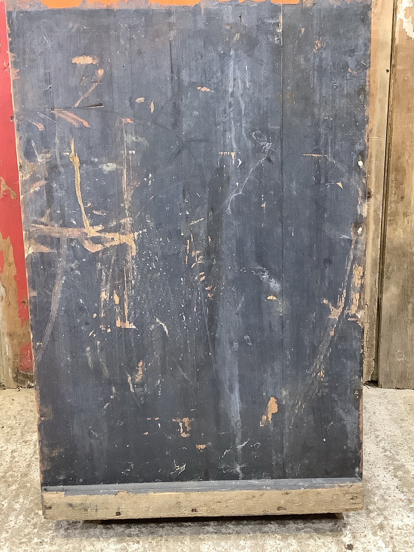 1930s Old Painted Pine Travellers Blanket Box Wrought Iron Handles 1'8"H 2'8" W