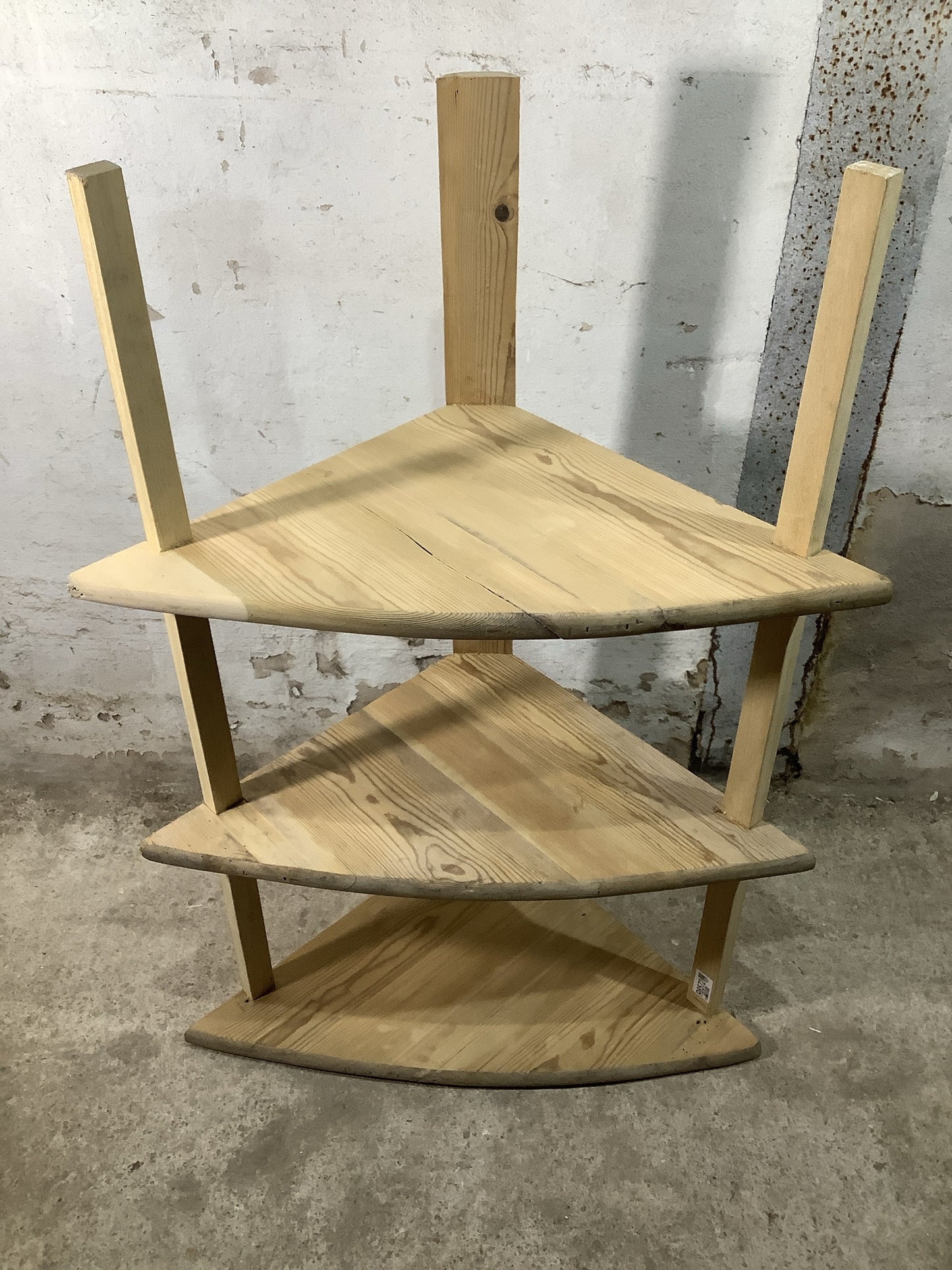 Lovely Old Reclaimed Freestanding Pine Sanded Corner Shelves 3'3"H 2'3" W