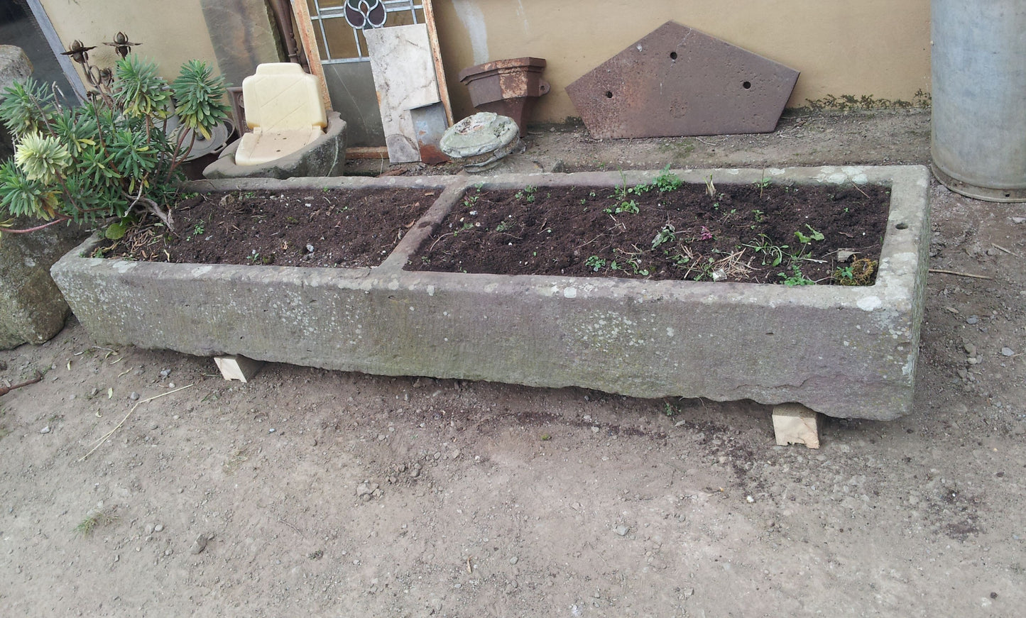 Reclaimed Green Pennant Long Old Stone Feeder Water Trough Garden Planter Tub 6’