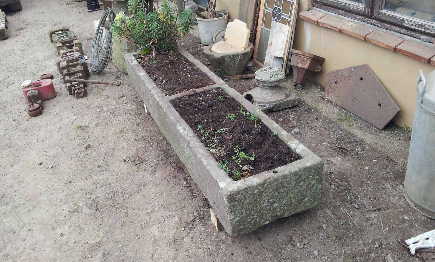 Reclaimed Green Pennant Long Old Stone Feeder Water Trough Garden Planter Tub 6’